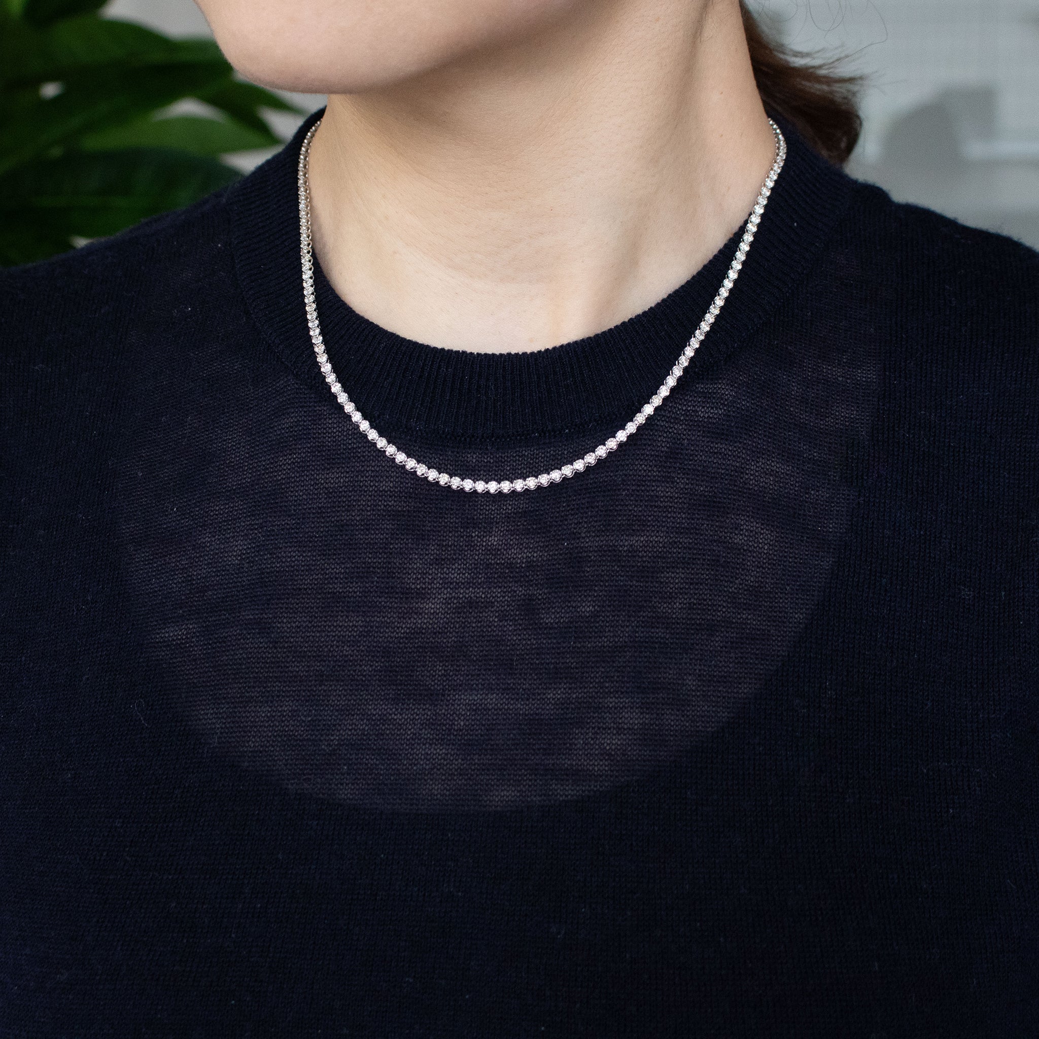 【限定1点】ダイヤモンド プラチナネックレス(計5.0カラット/テニス/鑑別書付/4月誕生石)《25C80123》