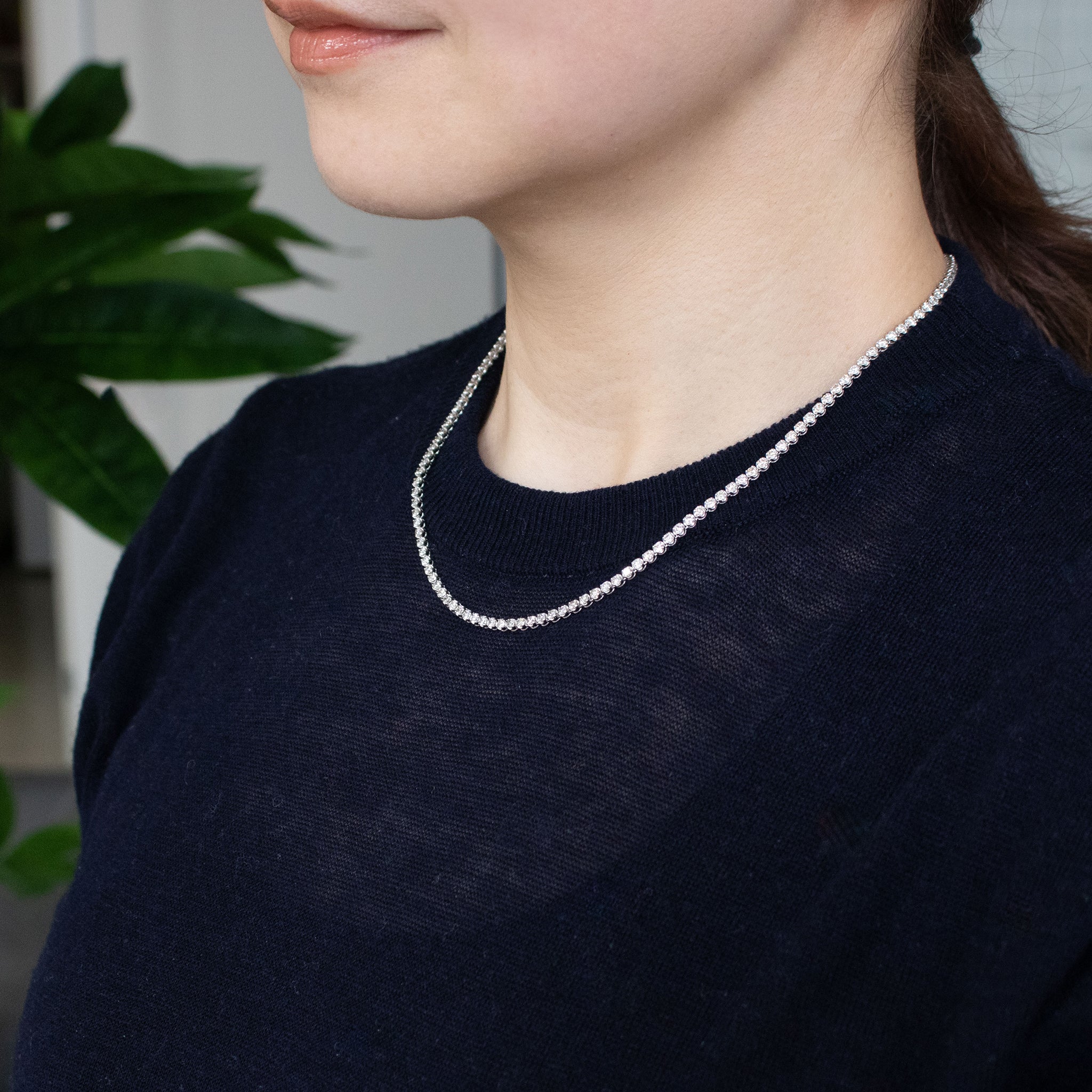 【限定1点】ダイヤモンド プラチナネックレス(計5.0カラット/テニス/鑑別書付/4月誕生石)《25C80123》