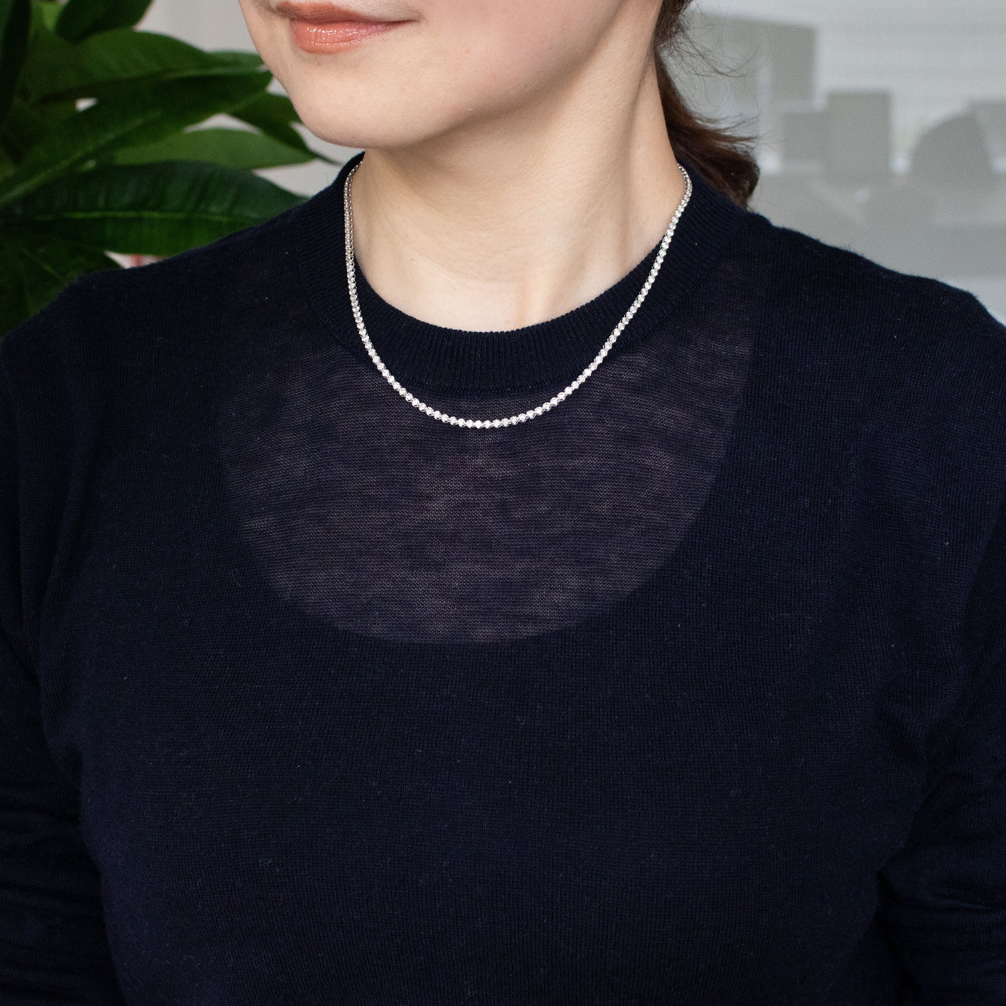 【限定1点】ダイヤモンド プラチナネックレス(計5.0カラット/テニス/鑑別書付/4月誕生石)《25C80123》