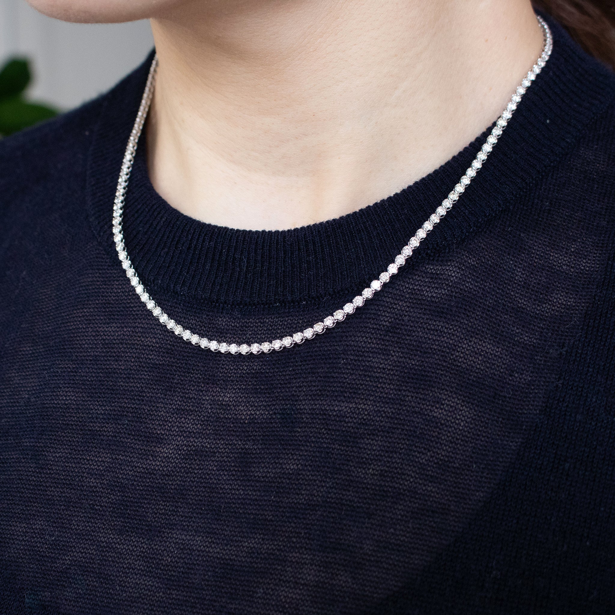 【限定1点】ダイヤモンド プラチナネックレス(計5.0カラット/テニス/鑑別書付/4月誕生石)《25C80123》