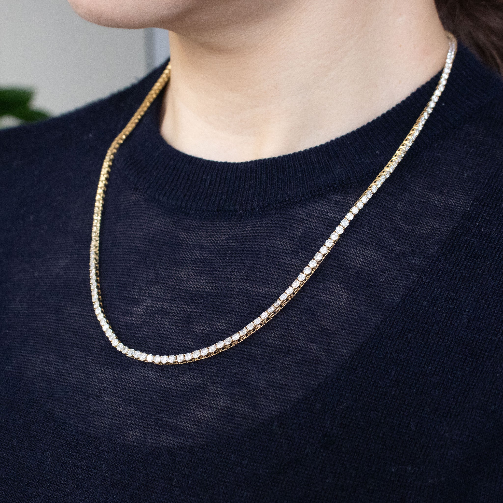 【限定1点】ダイヤモンド K18ネックレス(計10.0カラット/テニス/鑑別書付/4月誕生石)《25C80124》