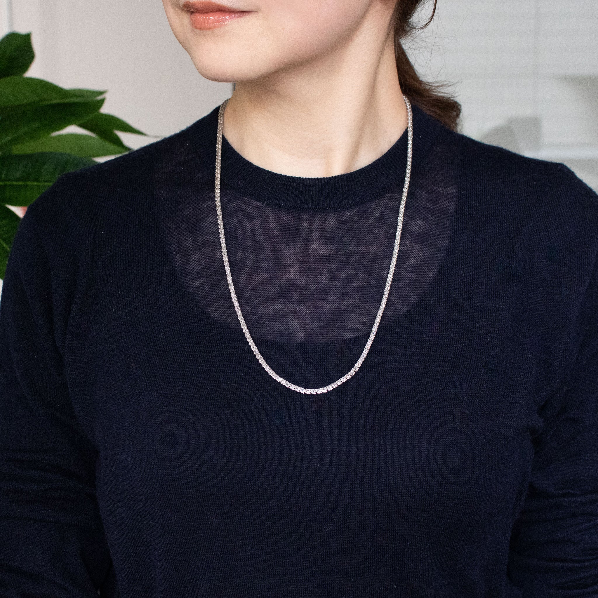 【限定1点】ダイヤモンド プラチナネックレス(計10.0カラット/テニス/鑑別書付/4月誕生石)《25C80125》