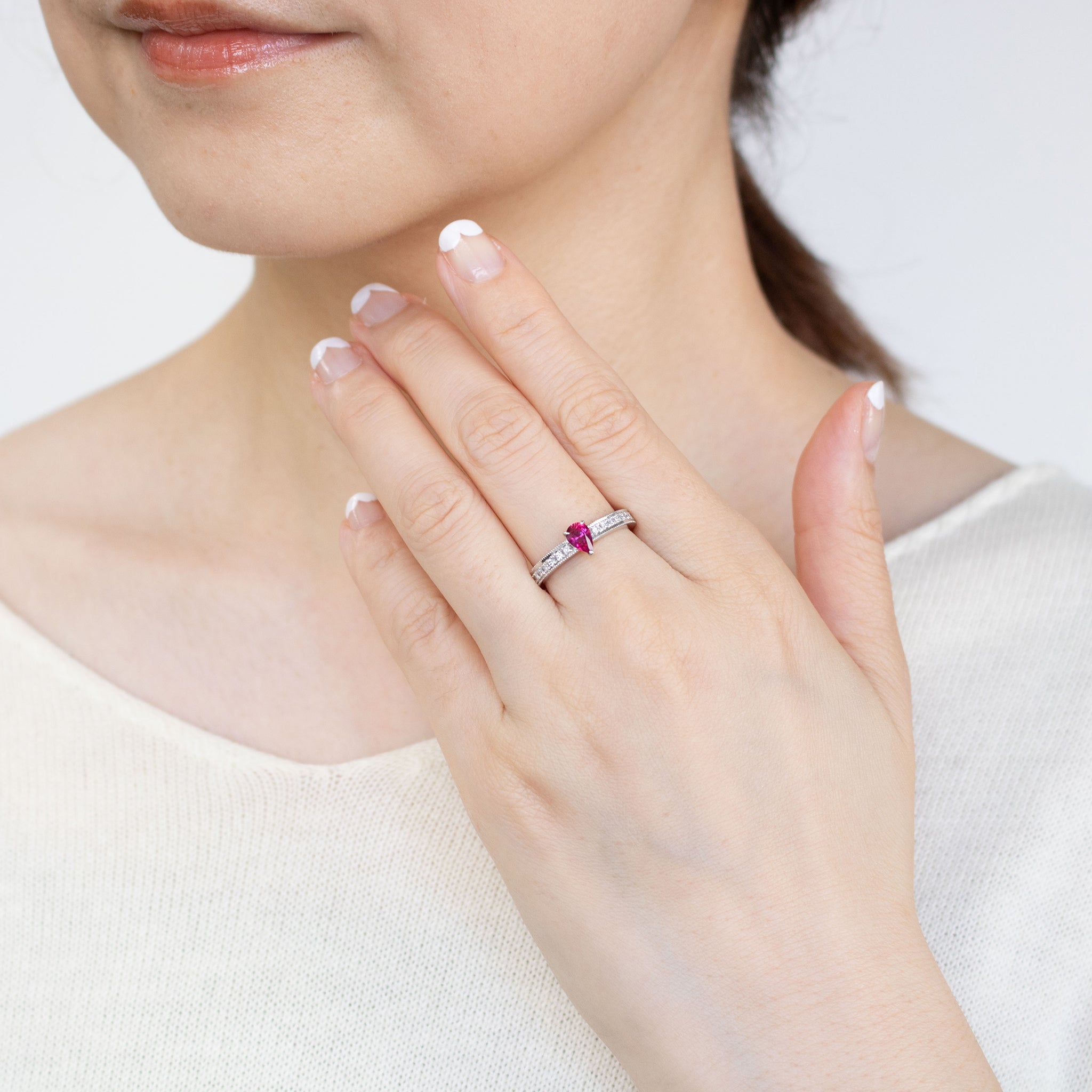 【限定1点】ルビー/ダイヤモンド プラチナリング(ノーヒート/非加熱/ピジョンブラッド/7月誕生石/鑑別書付)《25C80129》