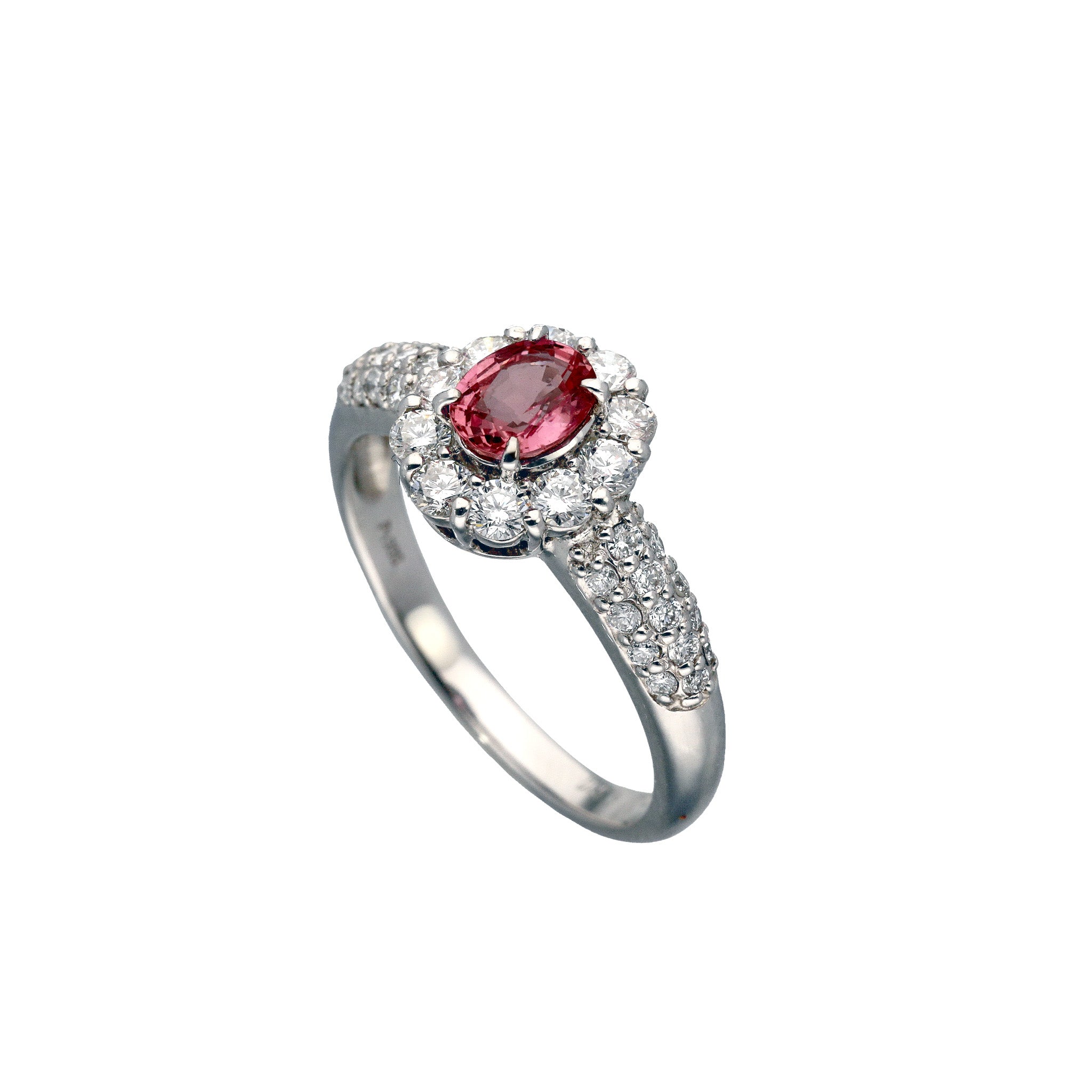 【限定1点】パパラチアサファイア/ダイヤモンド プラチナリング(ノーヒート/非加熱/9月誕生石/鑑別書付)《25C80131》