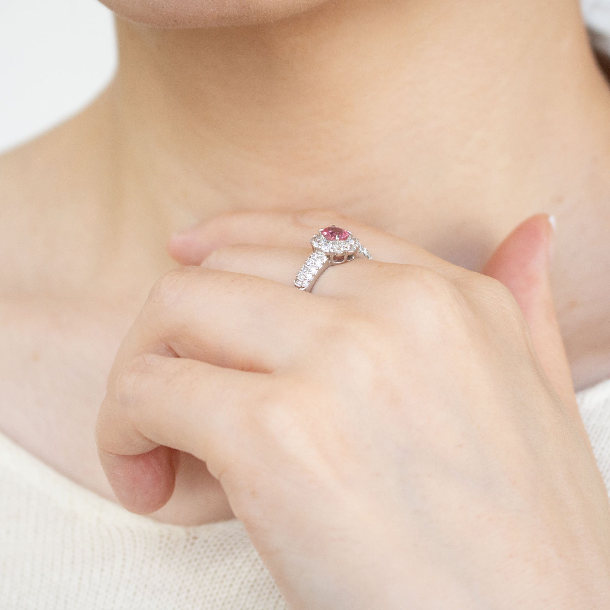 【限定1点】パパラチアサファイア/ダイヤモンド プラチナリング(ノーヒート/非加熱/9月誕生石/鑑別書付)《25C80131》