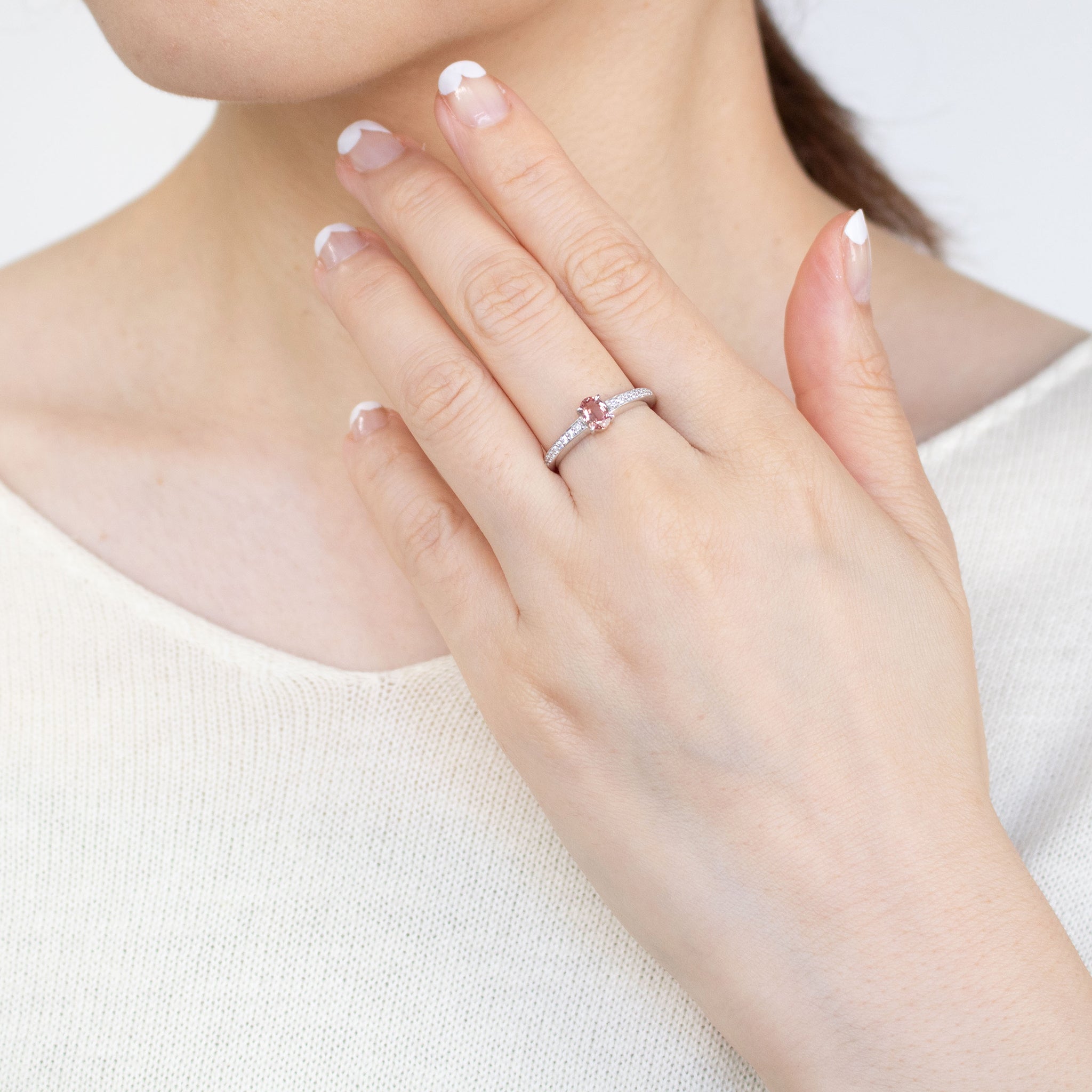 【限定1点】パパラチアサファイア/ダイヤモンド プラチナリング(9月誕生石/鑑別書付)《25C80132》