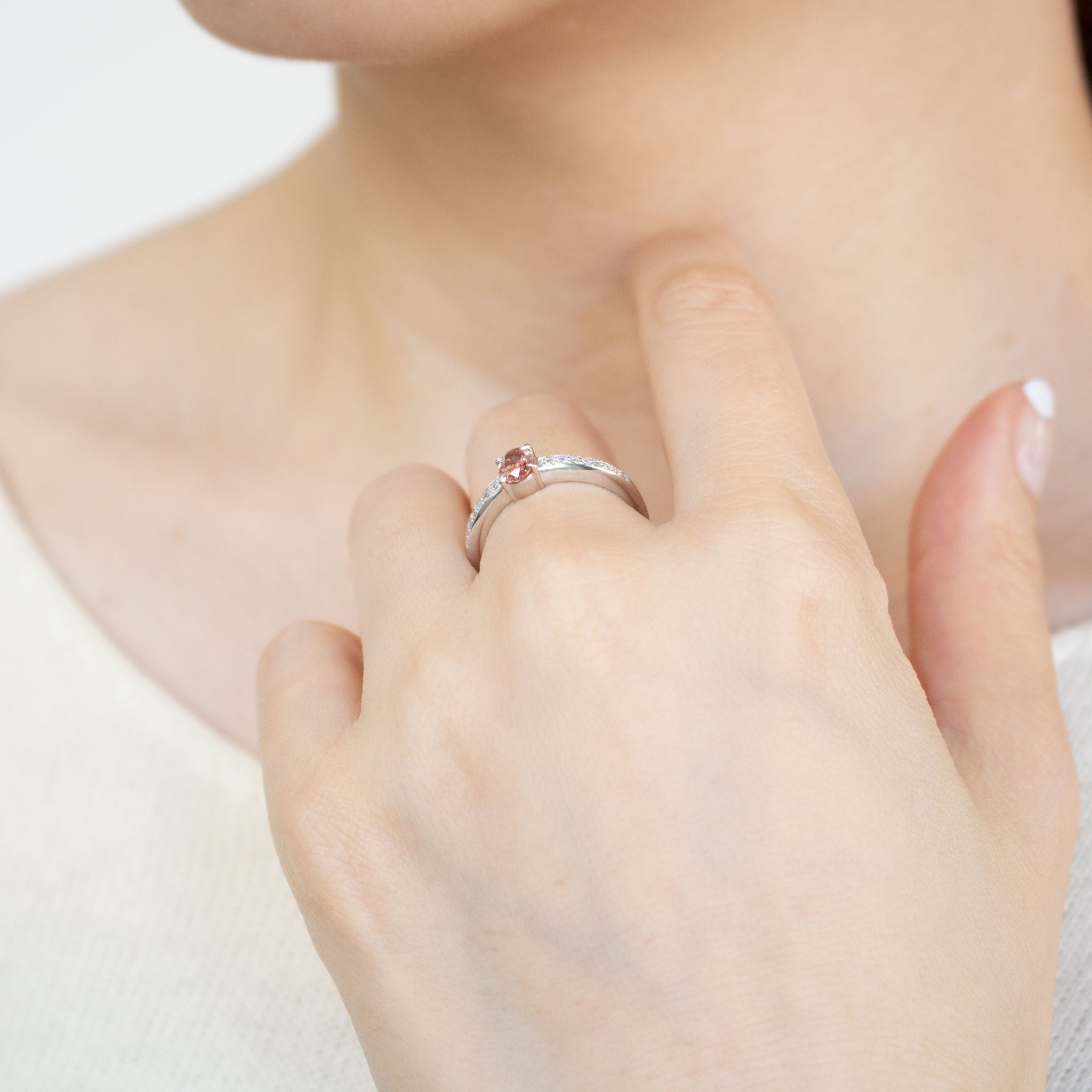 【限定1点】パパラチアサファイア/ダイヤモンド プラチナリング(9月誕生石/鑑別書付)《25C80132》