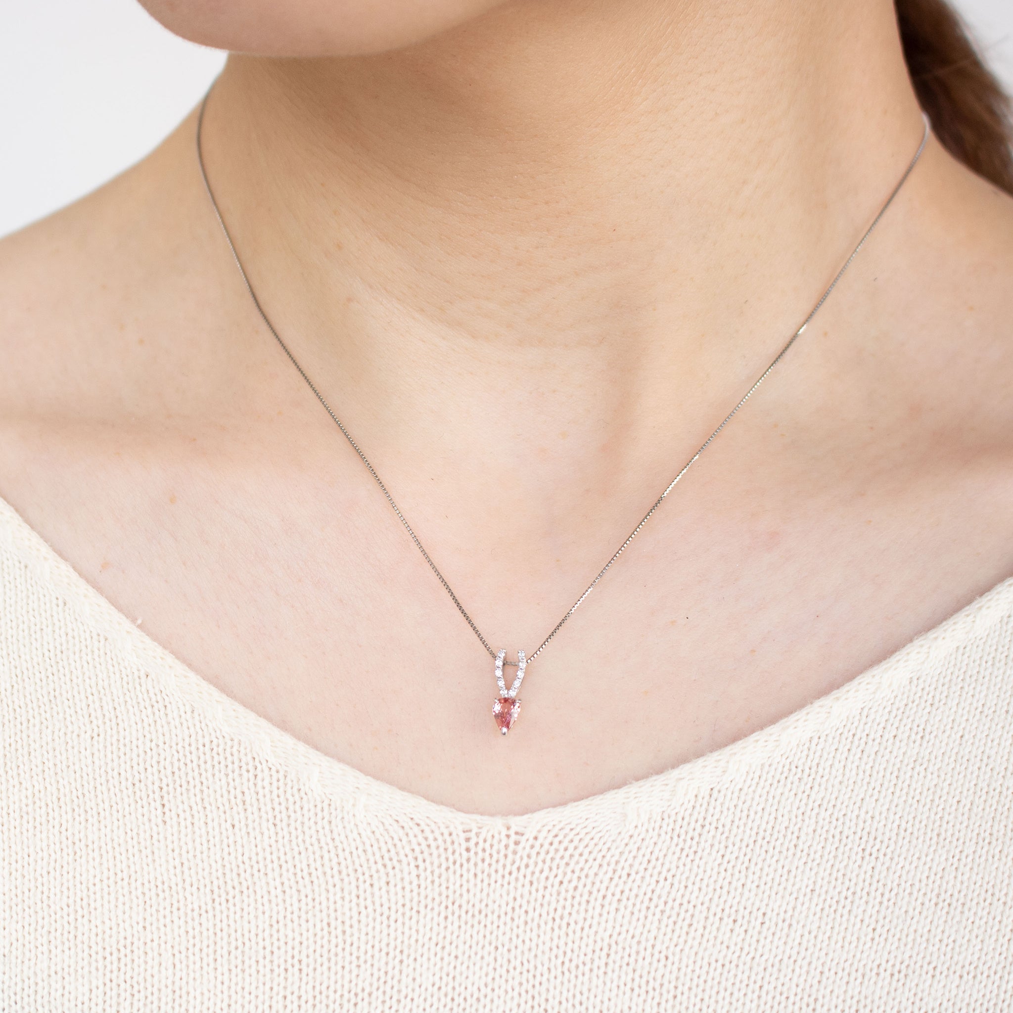 【限定1点】パパラチアサファイア/ダイヤモンド プラチナネックレス(9月誕生石/鑑別書付)《25C80133》