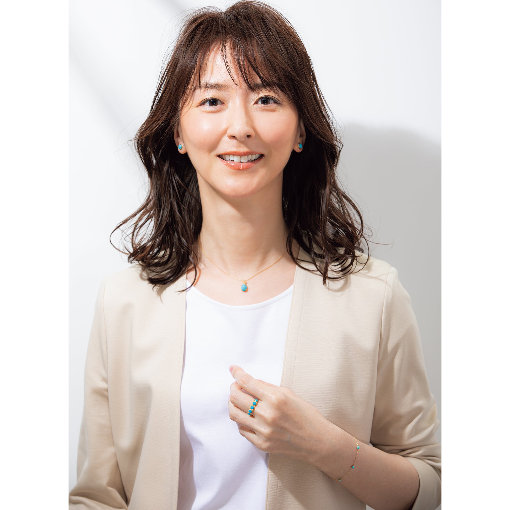 トルコ石/ターコイズ/ダイヤモンド K18ネックレス(ミル打ち風/12月誕生石)《25H00209》