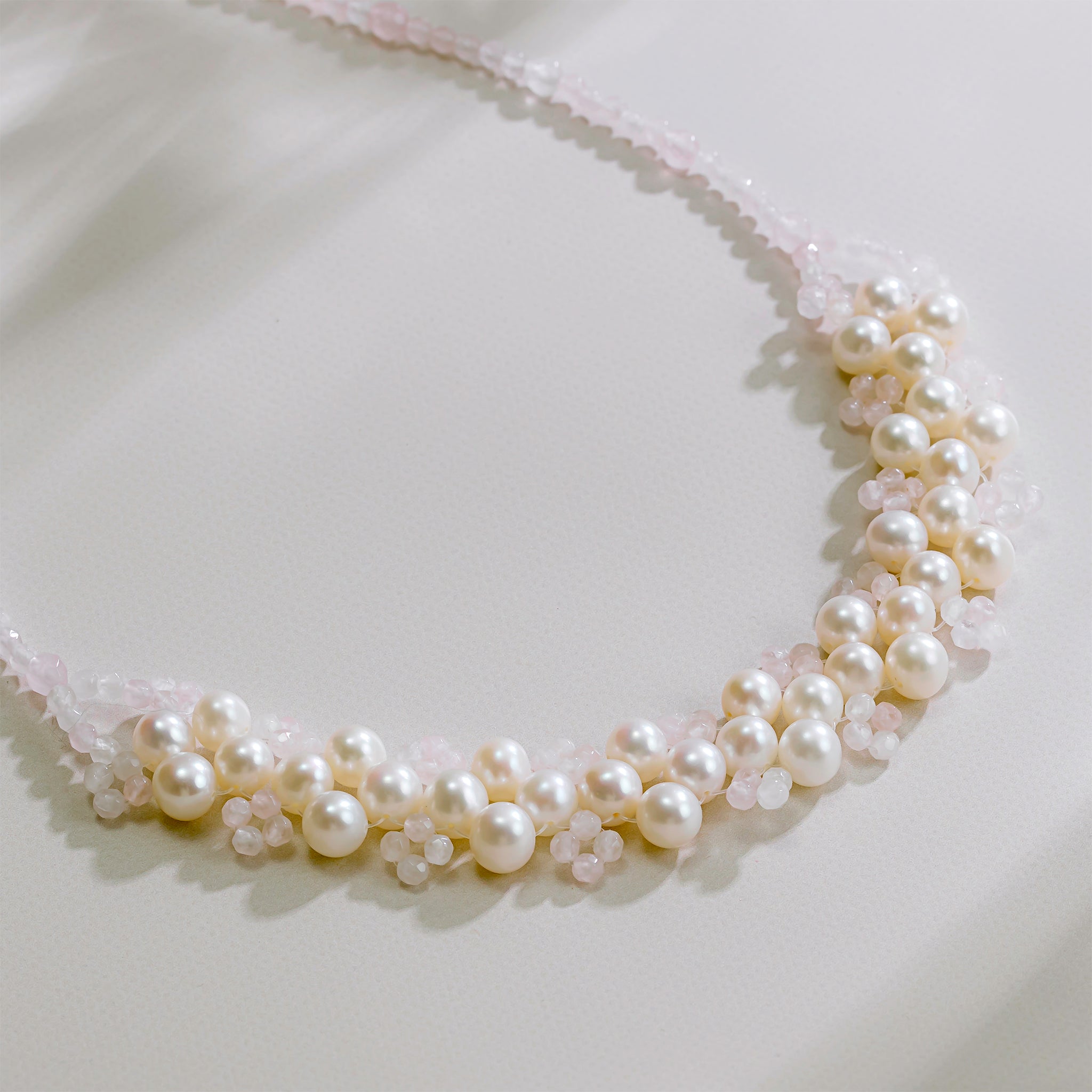 パール/ローズクォーツ シルバーネックレス(淡水真珠/6~7mm パール/ローズクォーツ シルバーネックレス(淡水真珠/6~7mm