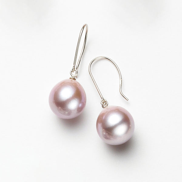 パール K18ピアス(淡水真珠/10mm/パープル系/6月誕生石