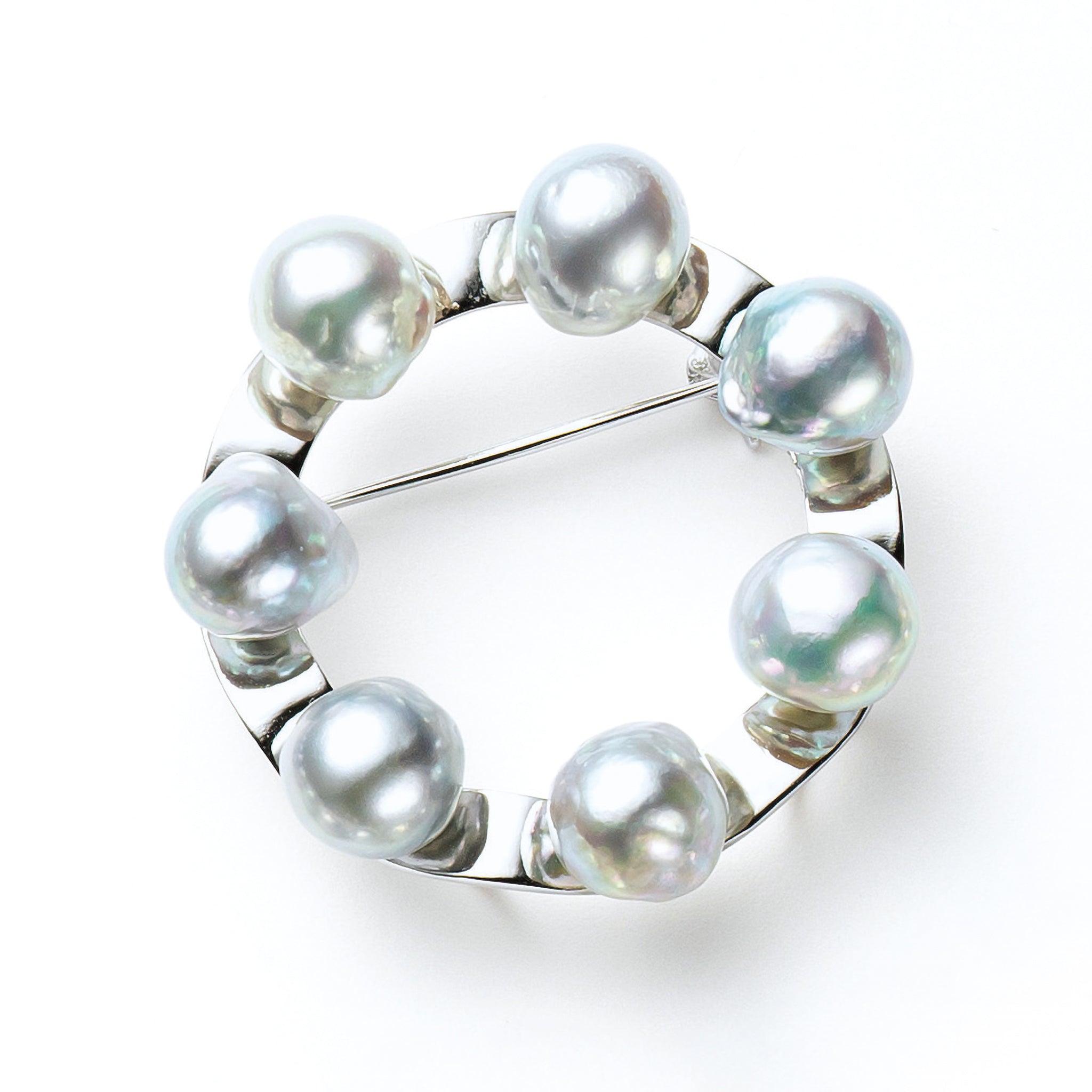 パール シルバーブローチ兼ペンダントトップ(アコヤ真珠/8mm/バロック珠/ナチュラルブルー/6月誕生石)《25H01601》