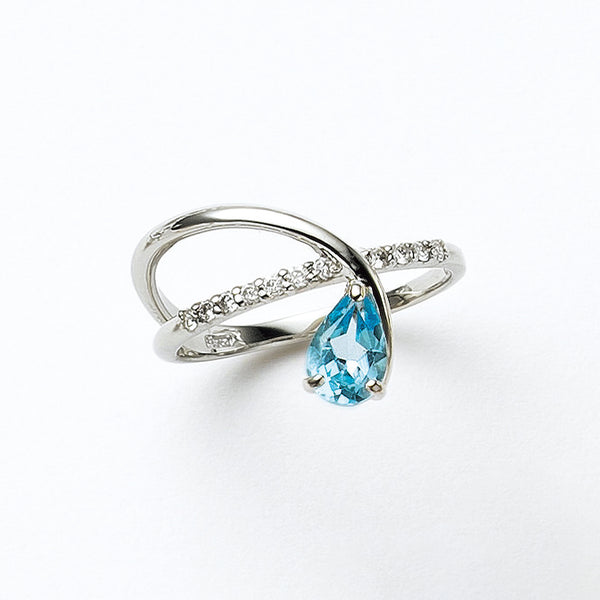 ブルートパーズ/ダイヤモンド プラチナピンキーリング(ペア