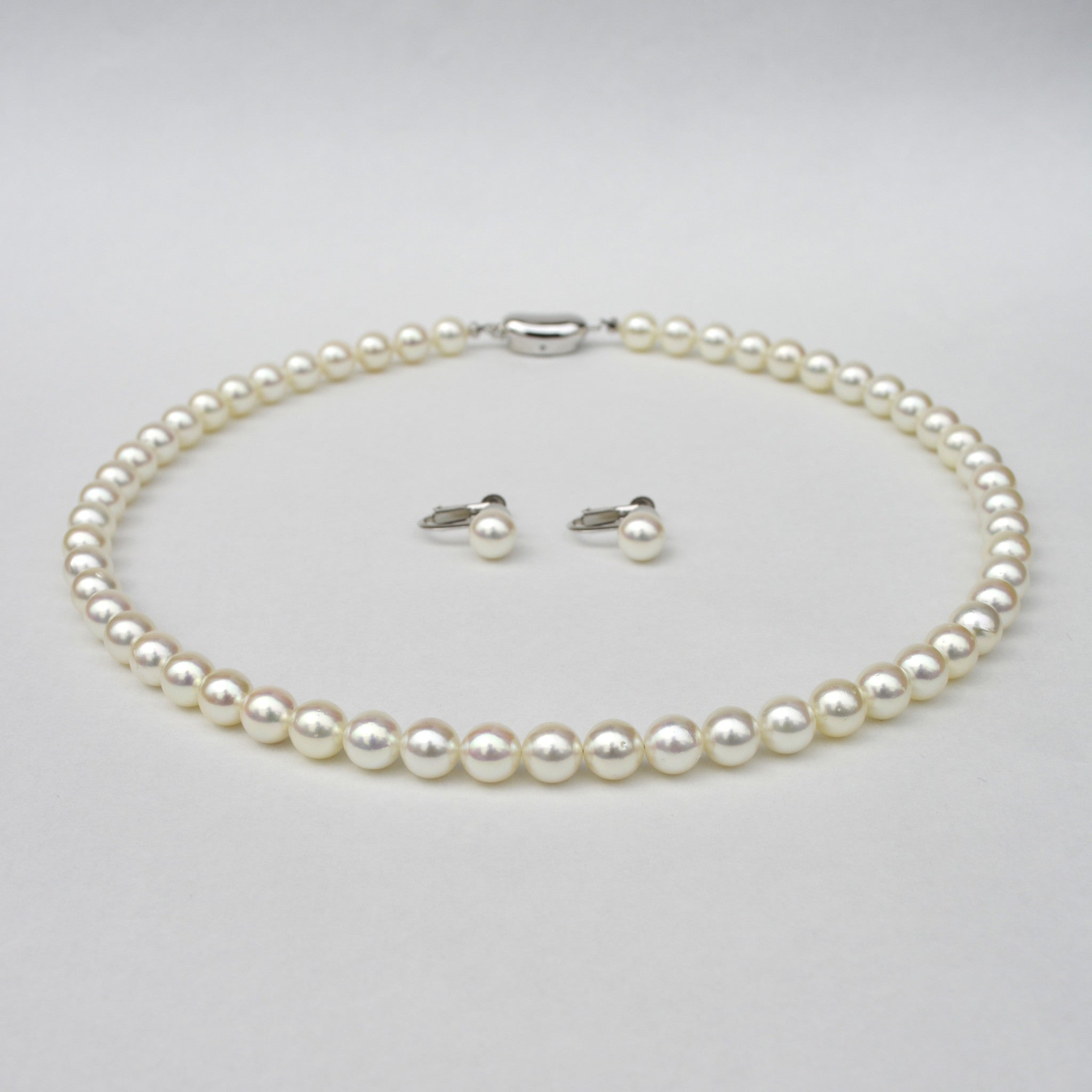 【限定5点】パール ネックレス＆イヤリング(アコヤ真珠/7mm/無調色/2点セット/6月誕生石/鑑別書付)《25N00208-E》