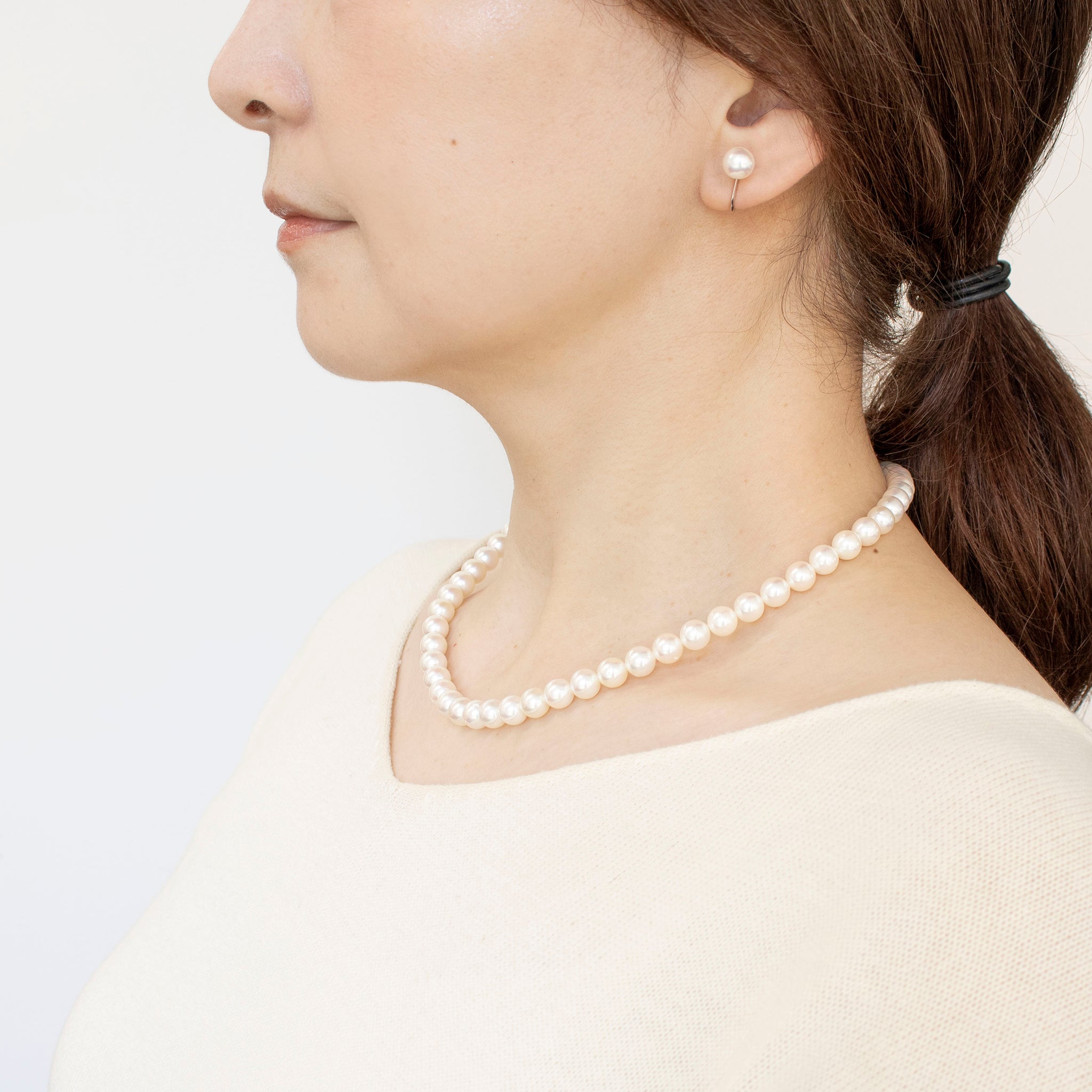 【限定5点】パール ネックレス＆イヤリング(アコヤ真珠/7mm/無調色/2点セット/6月誕生石/鑑別書付)《25N00208-E》