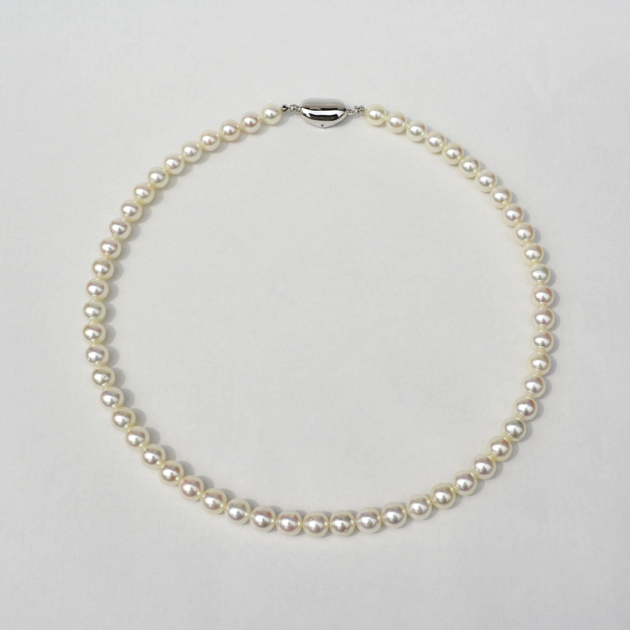 【限定3点】パール ネックレス＆ピアス(アコヤ真珠/7mm/無調色/2点セット/6月誕生石/鑑別書付)《25N00208-P》