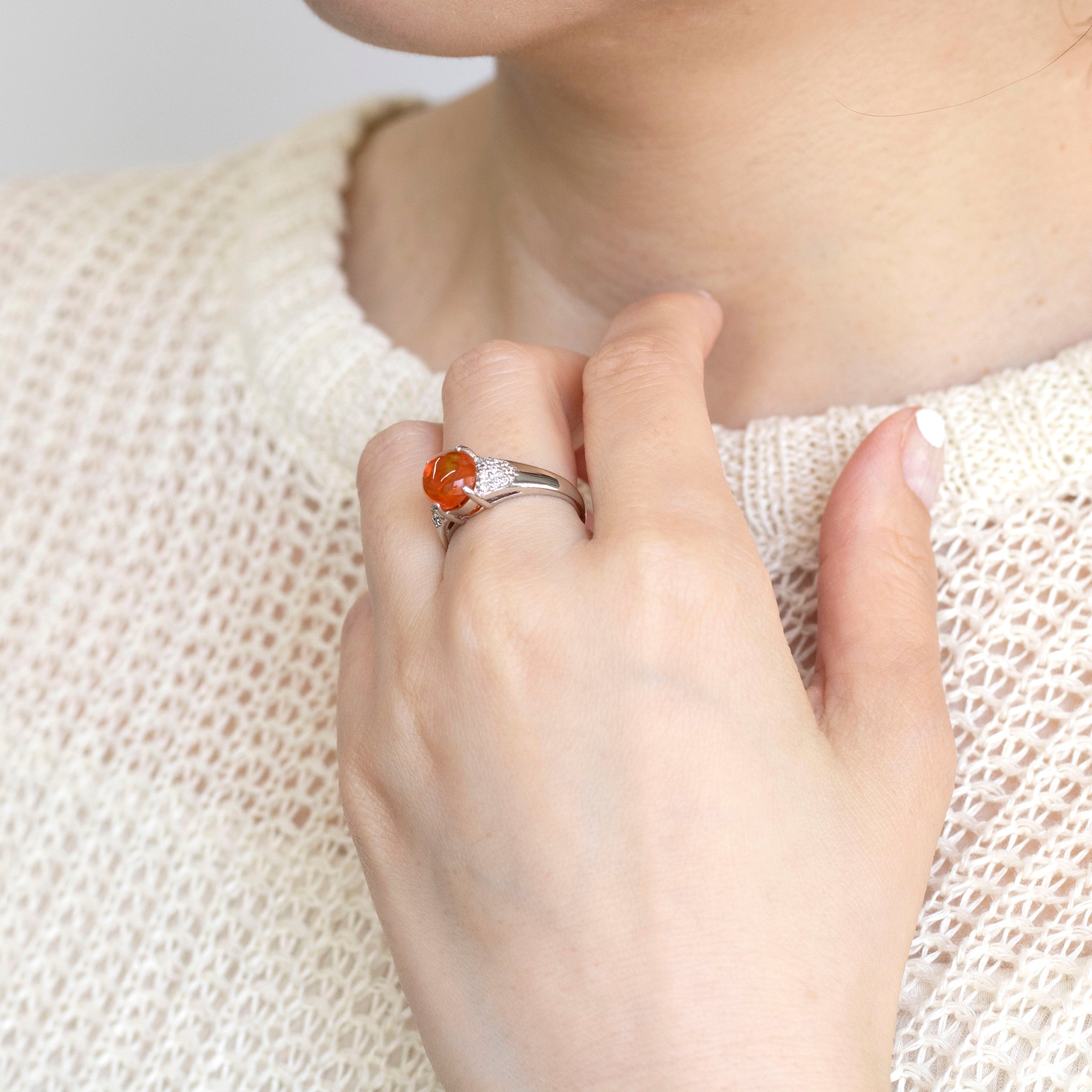 オレンジオーバルカットシルバーリング オレンジオーバルカットシルバーリング オレンジオーバルカット