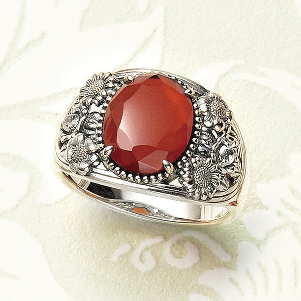 赤色宝石 シルバーリング 張り合わせ石(ガーネット/クォーツ)/ホワイトパーズ シルバーリング