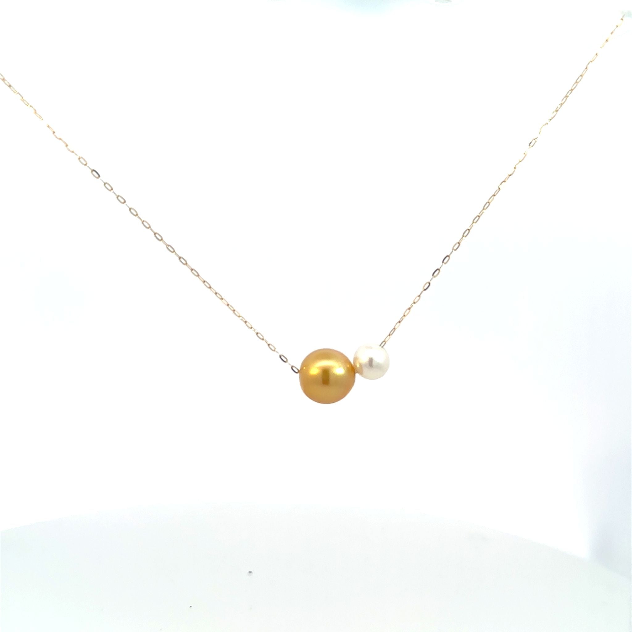 パール K18ネックレス(白蝶真珠/ゴールド系/10mm/アコヤ真珠/7mm/6月誕生石)《25N01502》