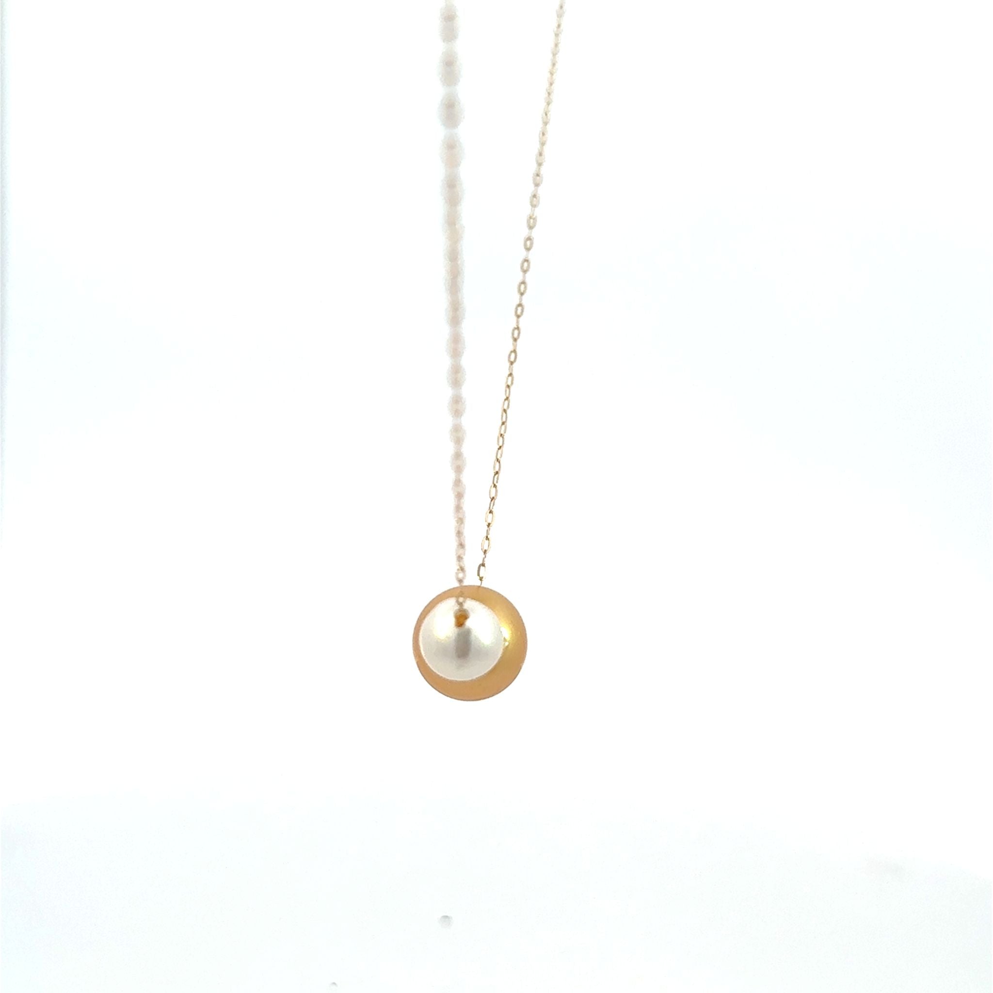 パール K18ネックレス(白蝶真珠/ゴールド系/10mm/アコヤ真珠/7mm/6月誕生石)《25N01502》