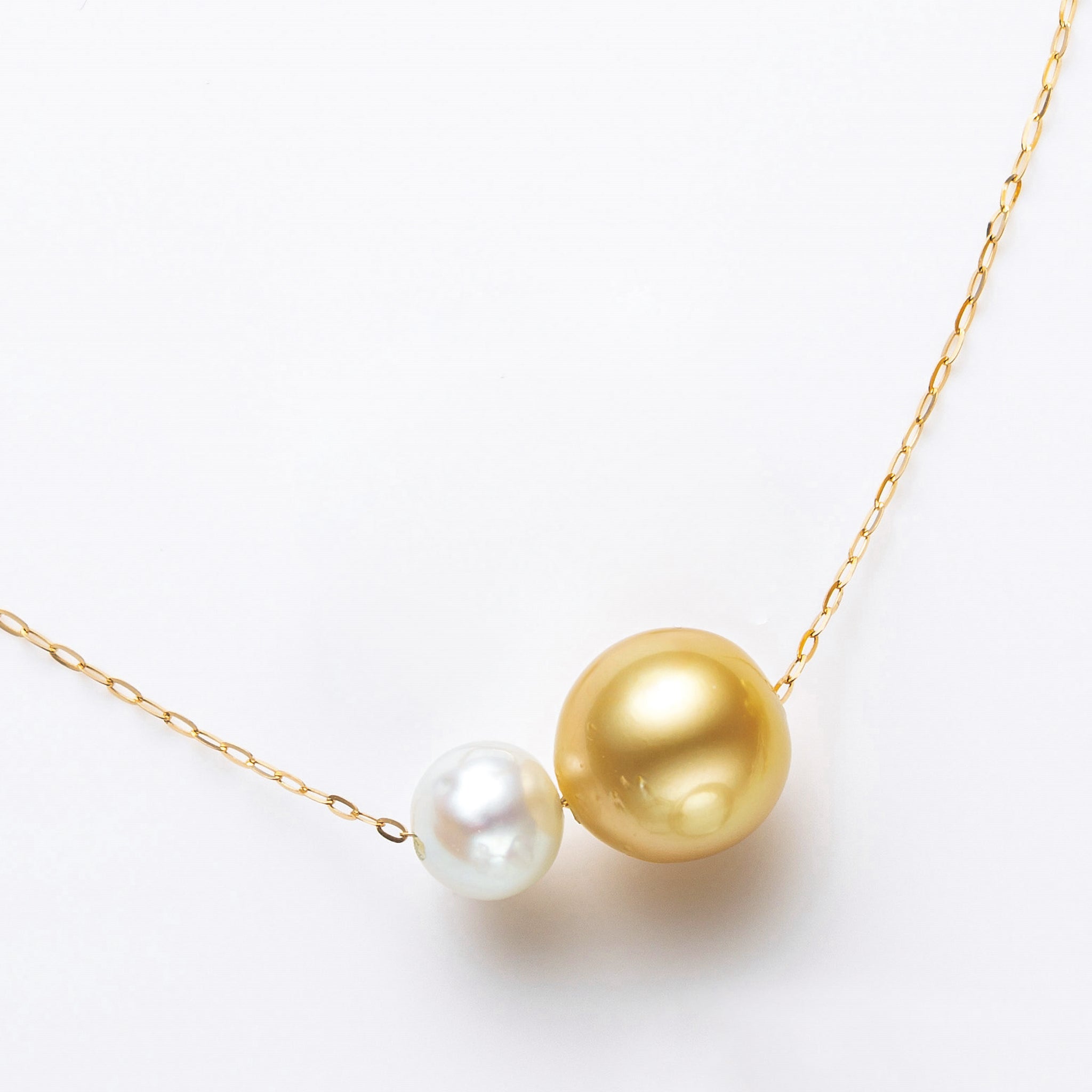 パール K18ネックレス(白蝶真珠/ゴールド系/10mm/アコヤ真珠/7mm/6月誕生石)《25N01502》