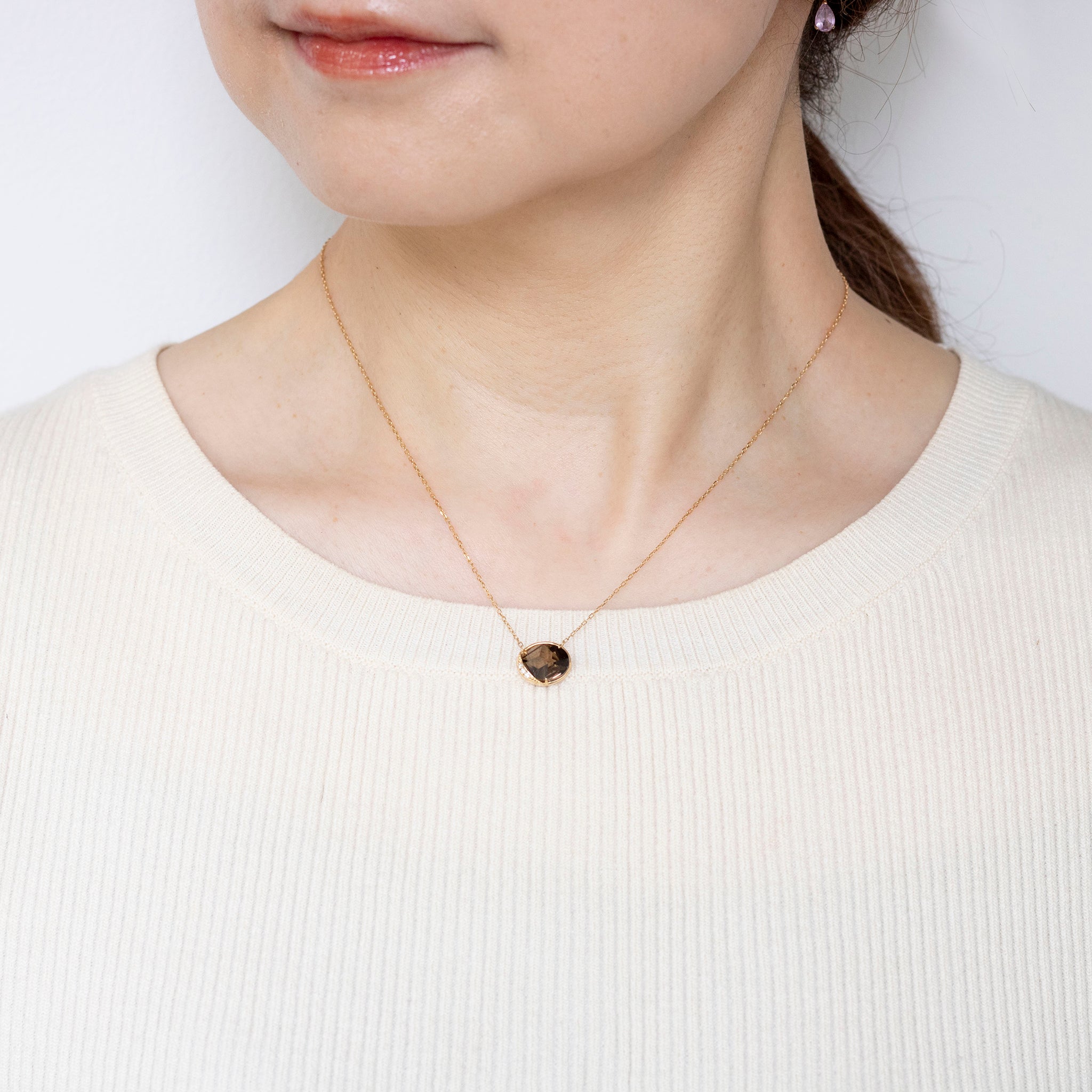 スモーキークォーツ/ダイヤモンド K18ネックレス(1.5カラット)《25N01602》