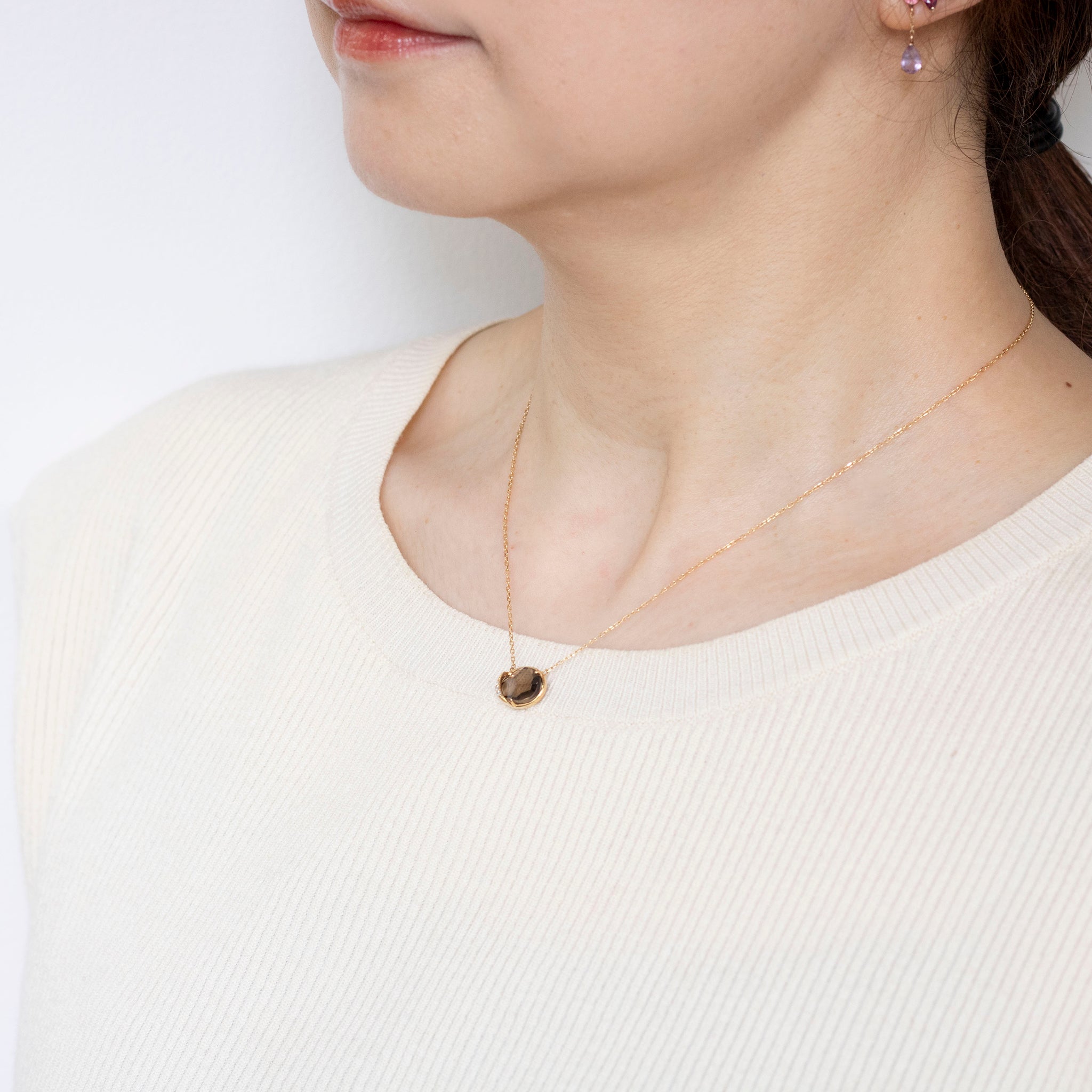 スモーキークォーツ/ダイヤモンド K18ネックレス(1.5カラット)《25N01602》