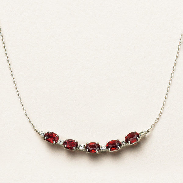 ❤️超美品！4℃ プラチナ　ムーンストーン　ロードライトガーネット　ネックレス ロードライトガーネット 12ct ダイヤモンド 0.2ct プラチナ