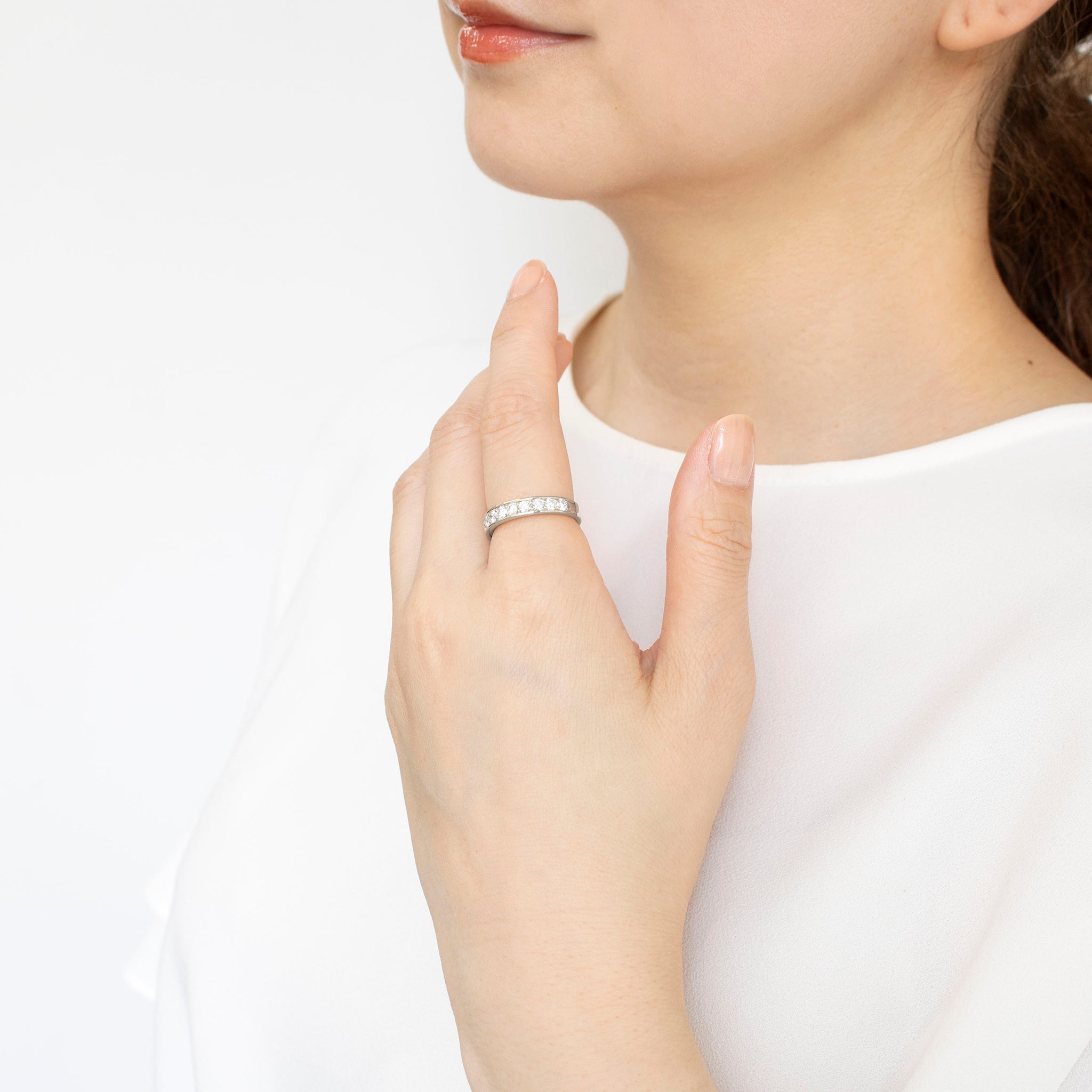 ダイヤモンド プラチナリング(計0.7カラットハーフエタニティ/4