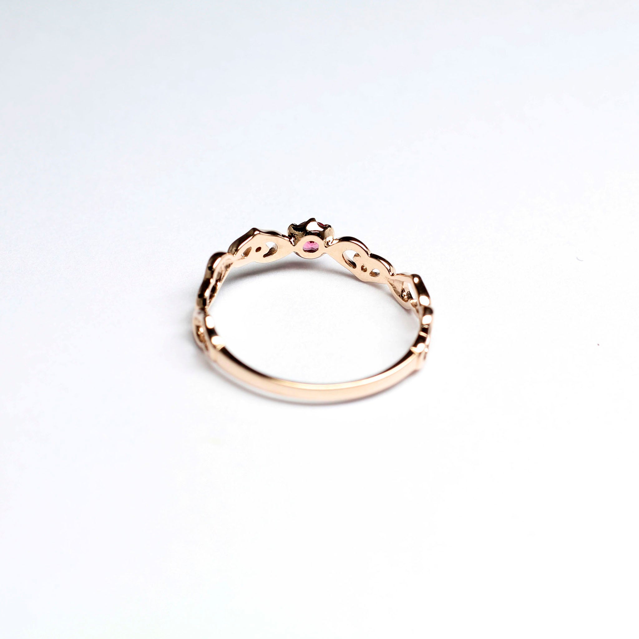 ピンクトルマリン/ダイヤモンド K18リング(ハートモチーフ/10月誕生石