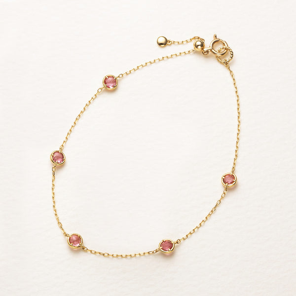 ピンクトルマリン K18ブレスレット(ステーション/10月誕生石