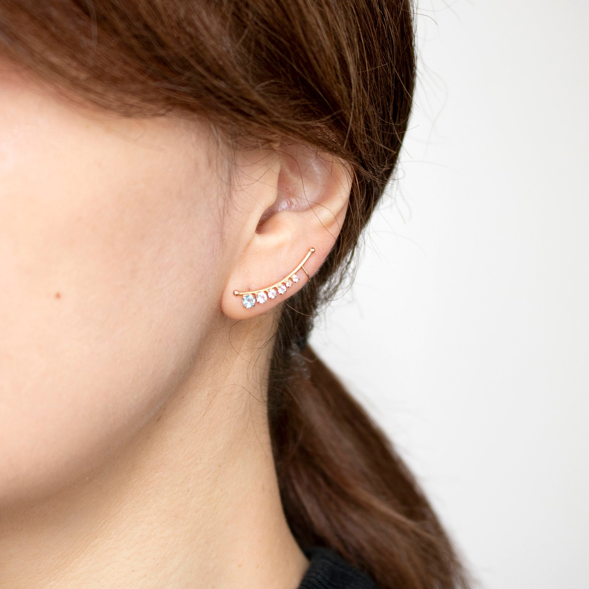 10K ピアス　ブルートパーズ、ホワイトトパーズピアス‼️お値下げ ブルートパーズ/ホワイトトパーズ K10ピアス(片側/左耳用/11月