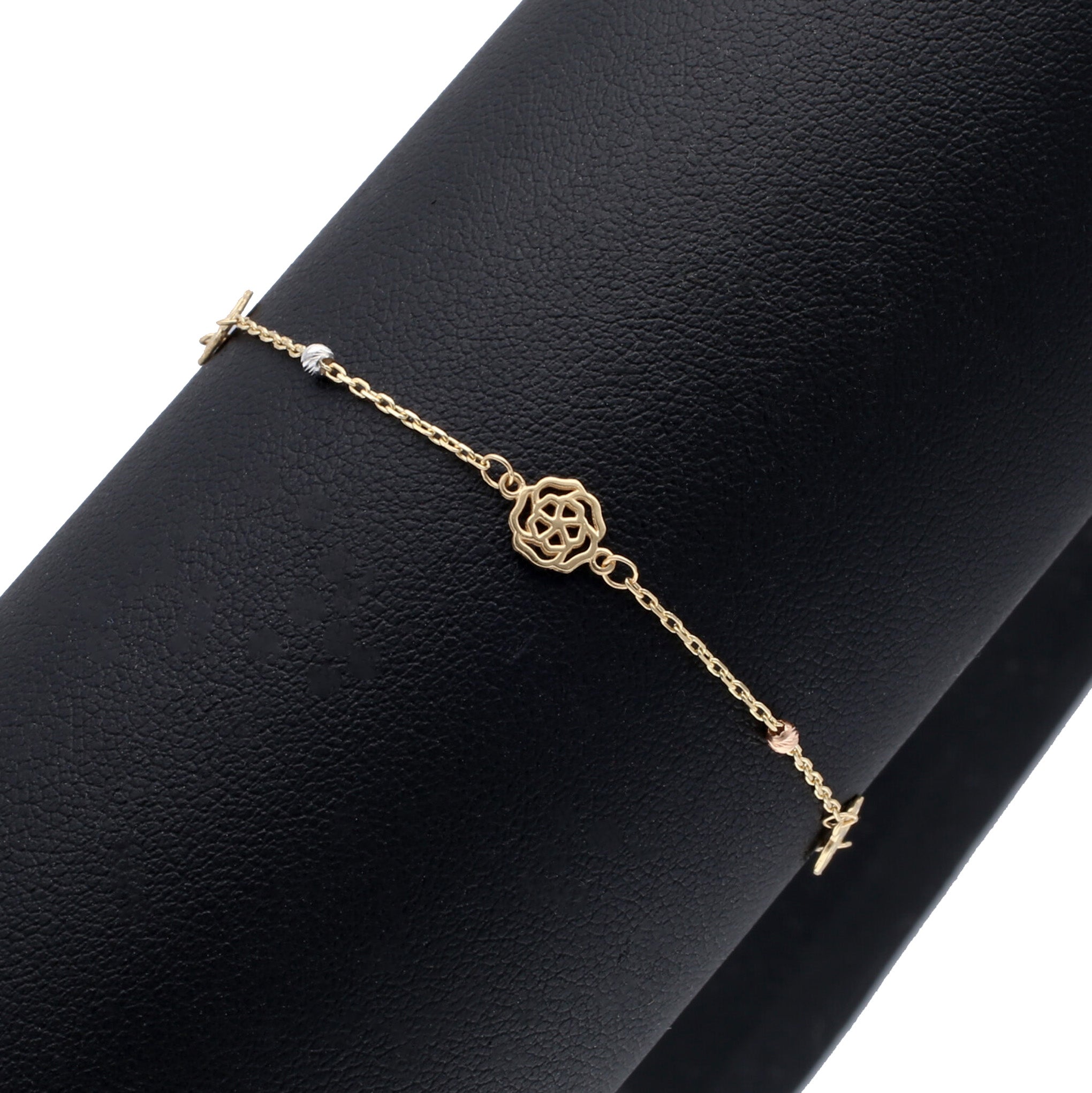 K18ブレスレット(スリーカラー/バラモチーフ)《25N02406