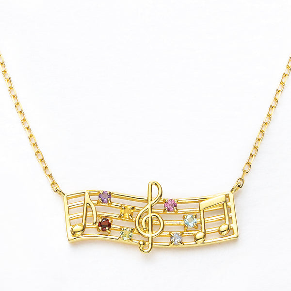 そろばんネックレス（18k） マルチカラー K18ネックレス(五線譜モチーフ)《25N02408