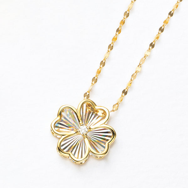 限定5点】ダイヤモンド K18ネックレス(クローバーモチーフ