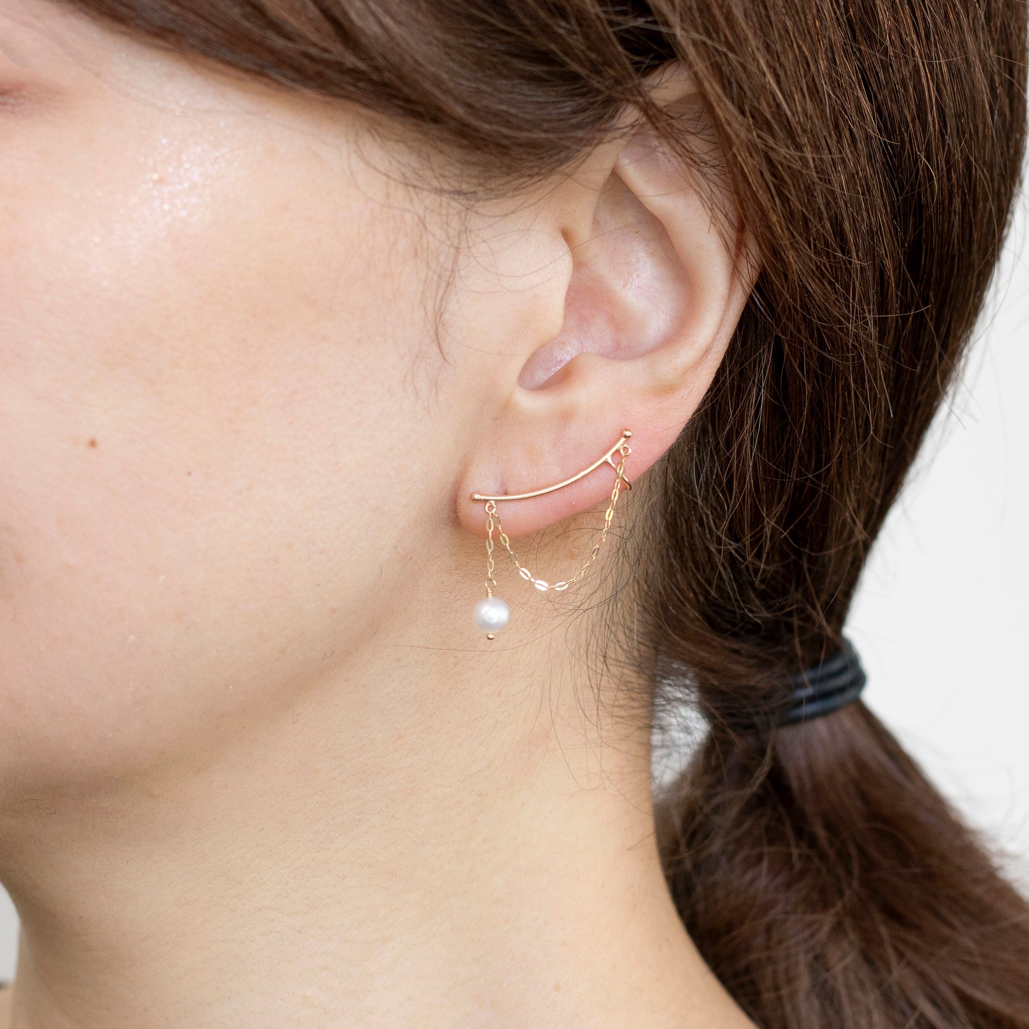 パール K10ピアス(淡水真珠/5mm/片側/左耳用/6月誕生石)《25N02501》