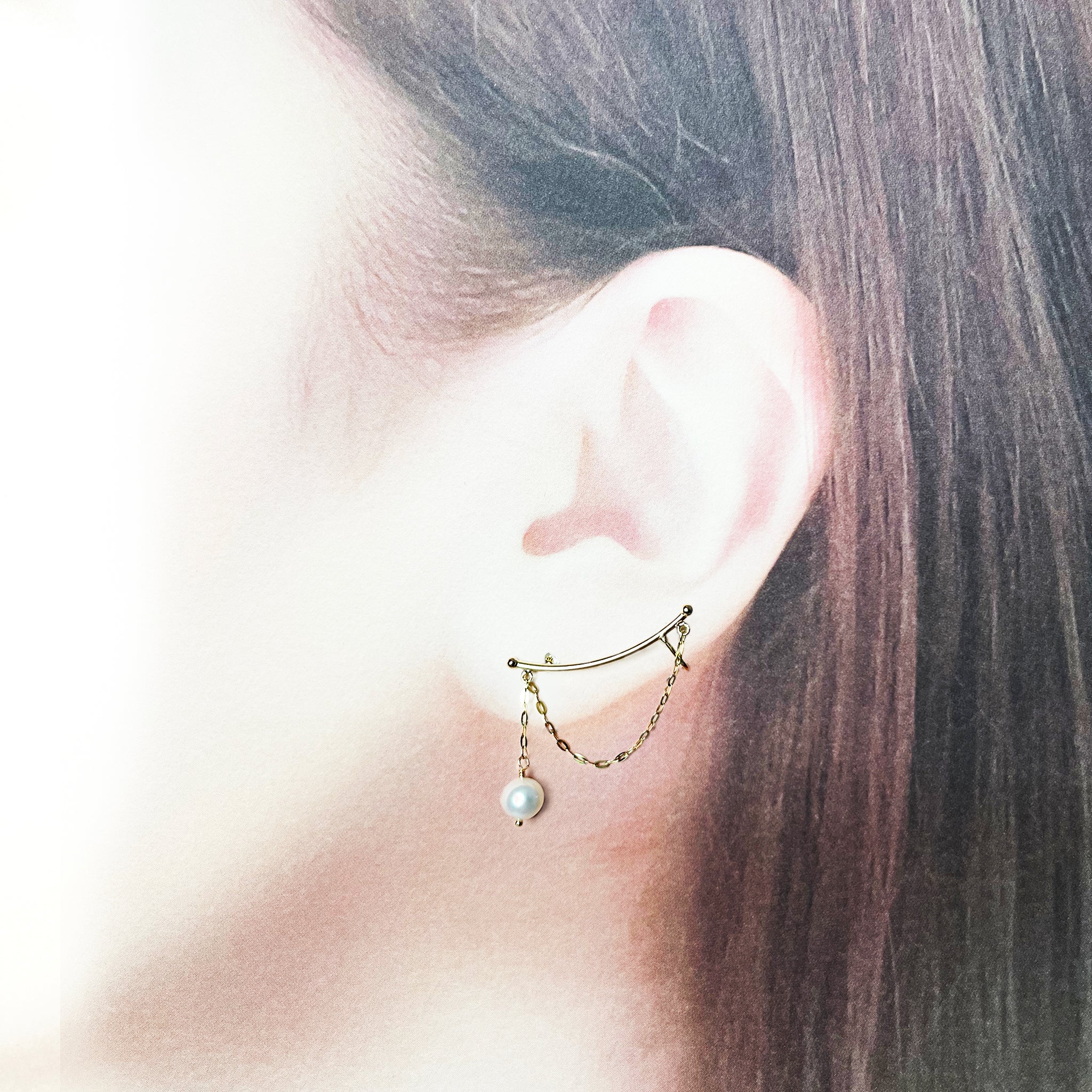 パール K10ピアス(淡水真珠/5mm/片側/左耳用/6月誕生石)《25N02501》