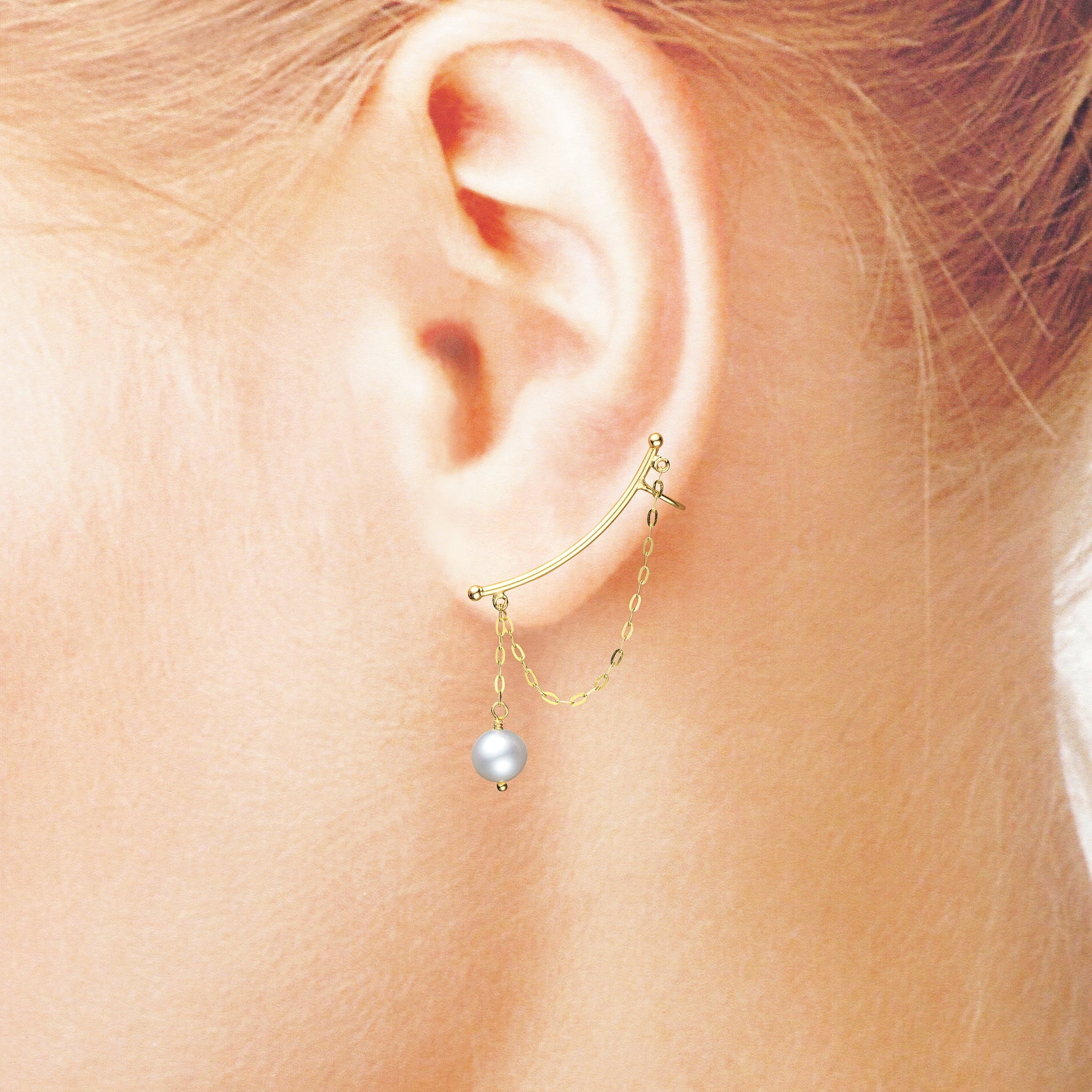 パール K10ピアス(淡水真珠/5mm/片側/左耳用/6月誕生石)《25N02501》