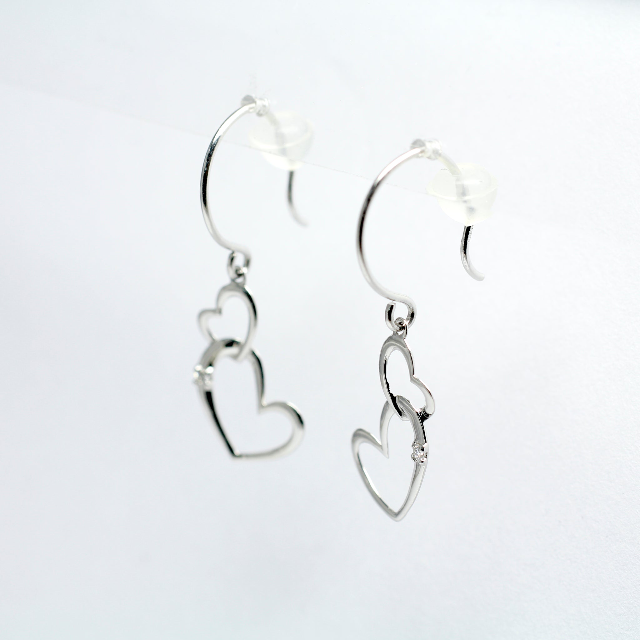 ダイヤモンド プラチナピアス(ハートモチーフ/4月誕生石)《25N02505》