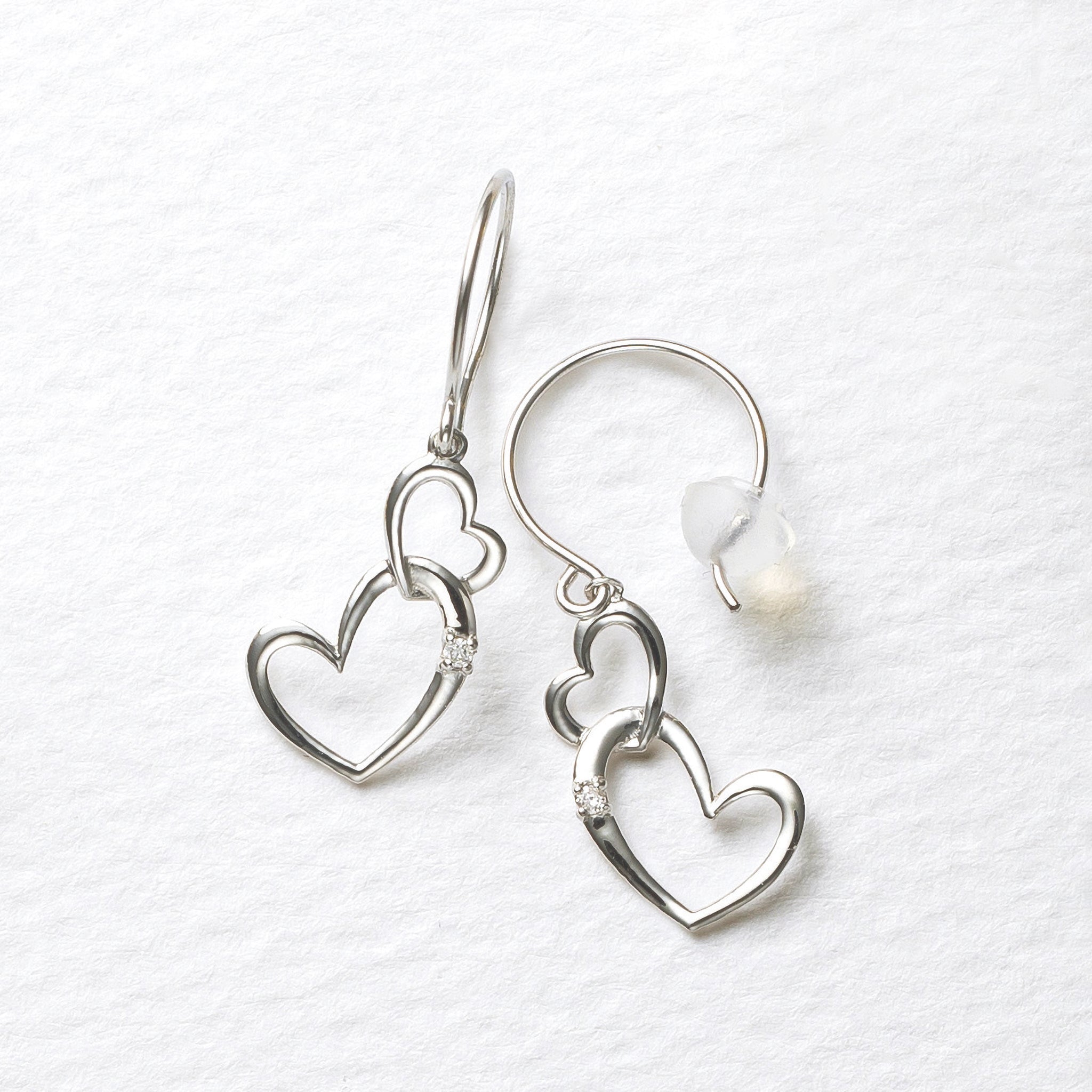 ダイヤモンド プラチナピアス(ハートモチーフ/4月誕生石)《25N02505》