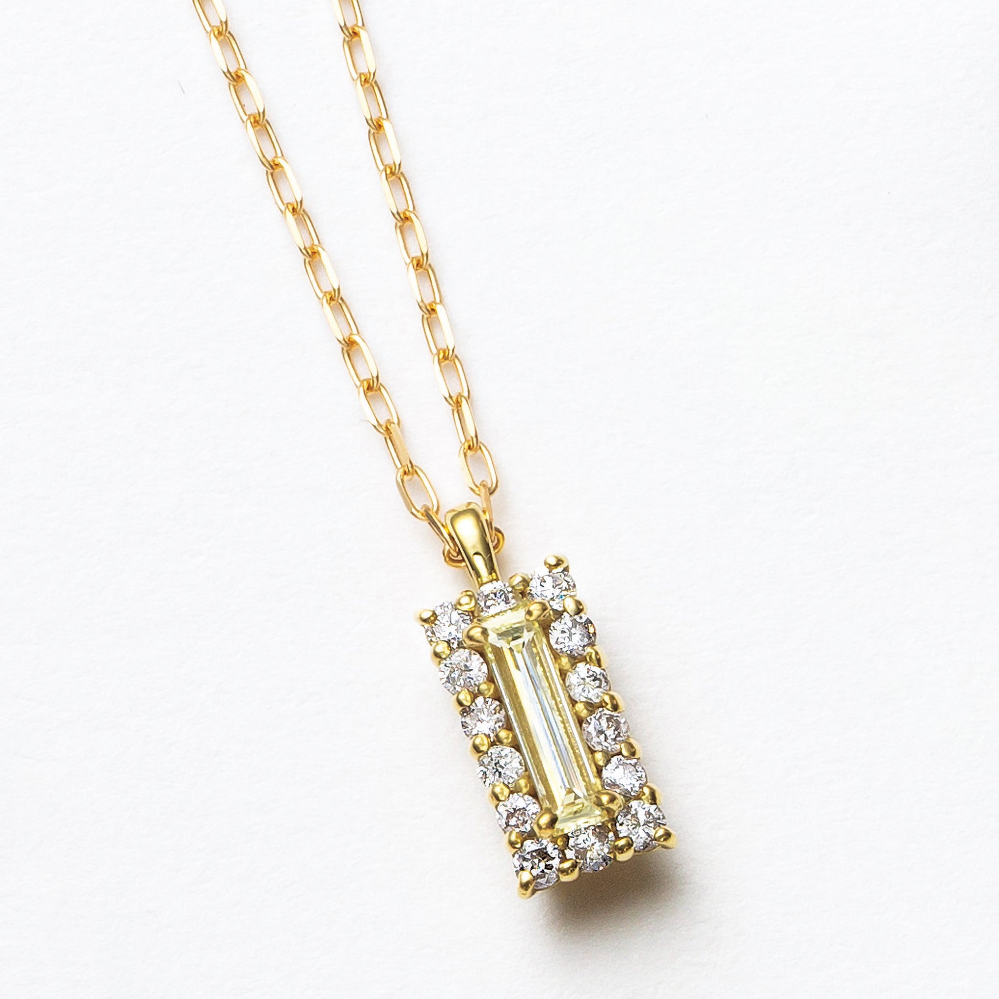 【限定5点】ダイヤモンド K18ネックレス(ロングバゲットカット/4月誕生石)《25N02603》