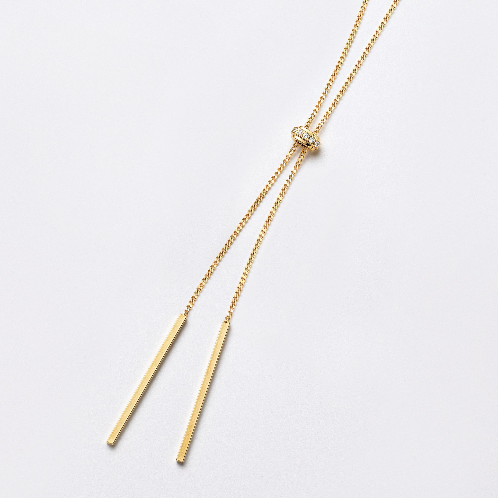 ダイヤモンド K18ネックレス(ロング/75cm/喜平チェーン/スライド式/鑑別書付)《25N02701》