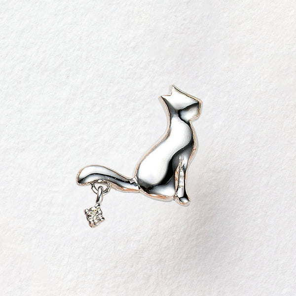 ダイヤモンド プラチナブローチ(ネコモチーフ/4月誕生石)《25N02910