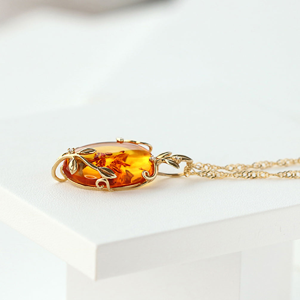 琥珀(こはく) シルバーネックレス(ロング/60cm)《25N03001