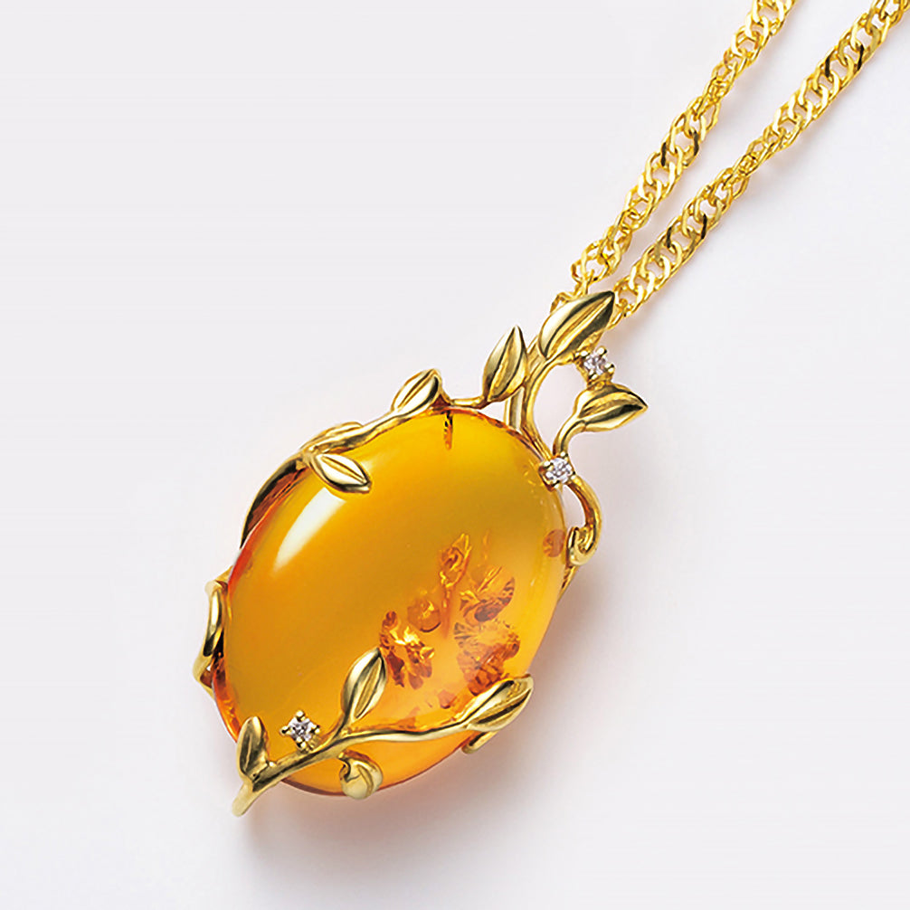 琥珀(こはく) シルバーネックレス(ロング/60cm)《25N03001