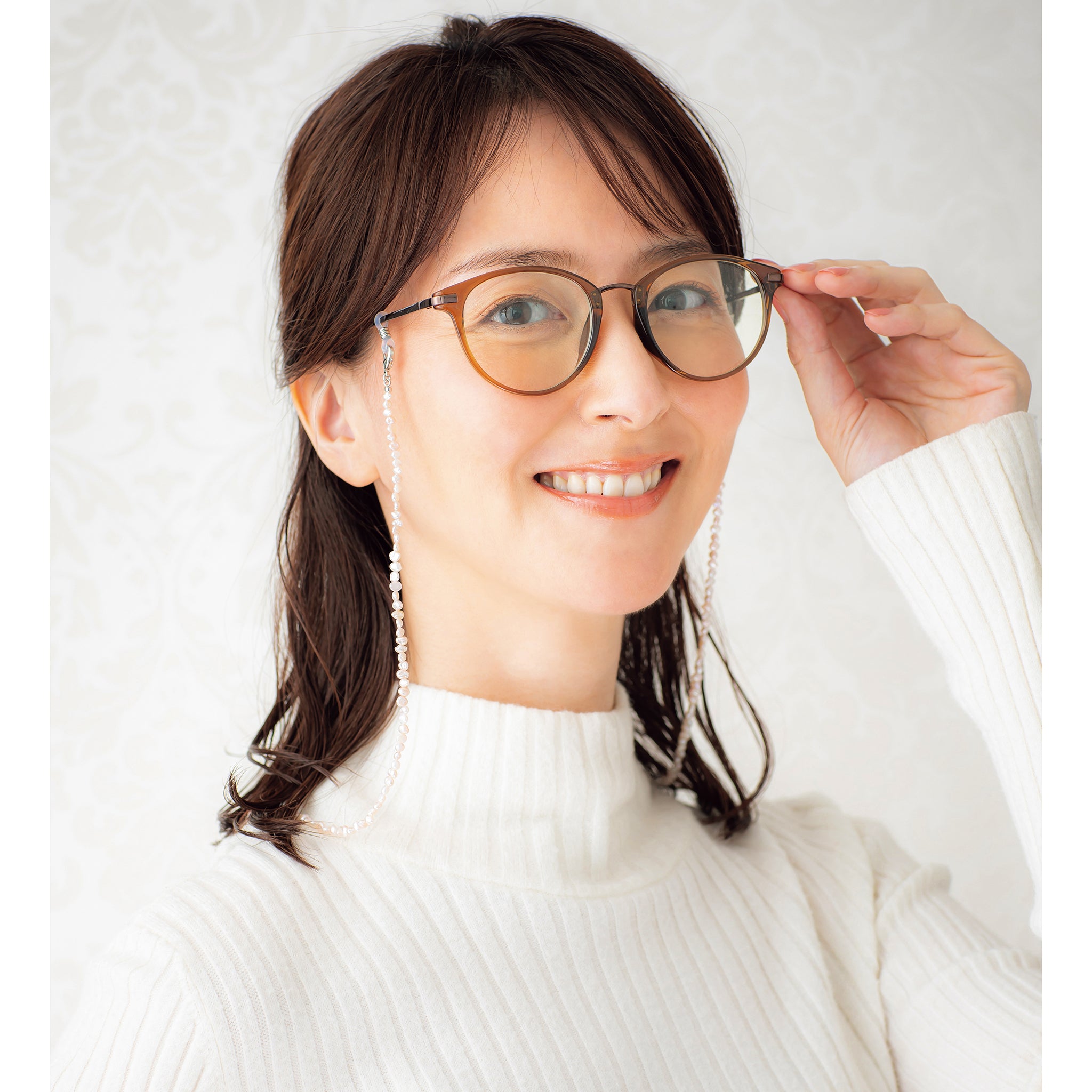 54センチ金具付き長さネックレス、メガネチェーンムーンストーン2ミリ