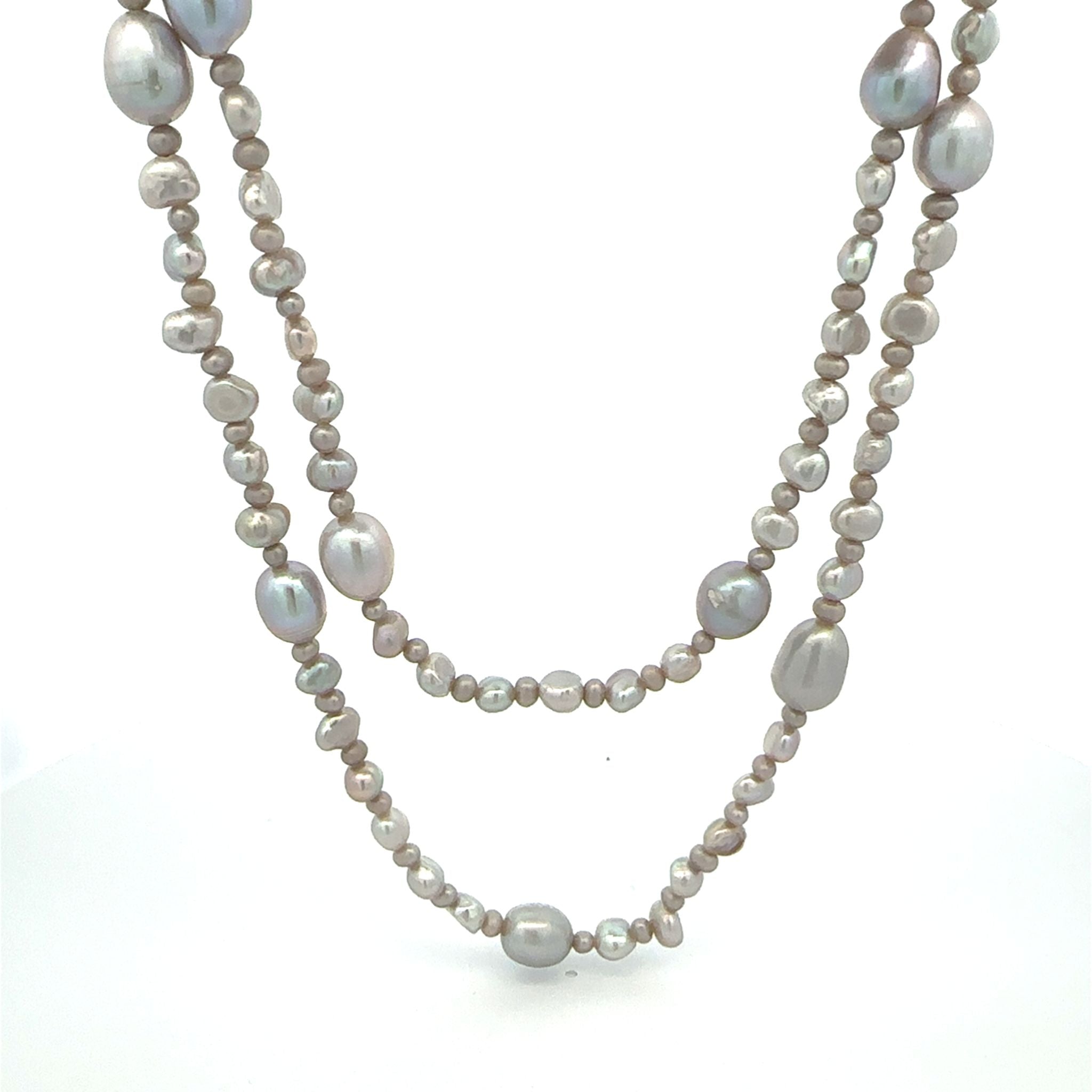 パール ネックレス(淡水真珠/3〜7.5mm/ロング/162cm/6月誕生石)《25N03502》