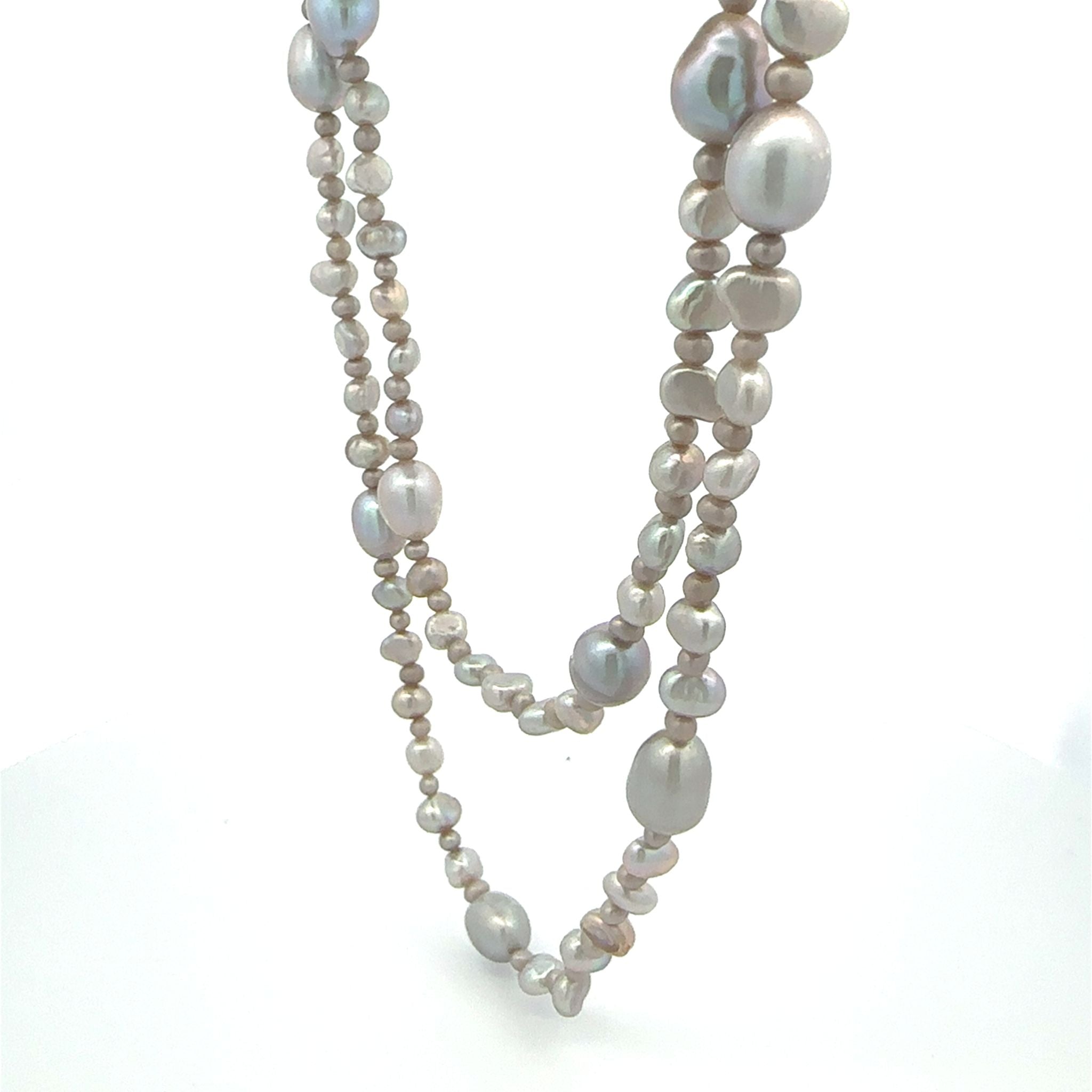 パール ネックレス(淡水真珠/3〜7.5mm/ロング/162cm/6月誕生石)《25N03502》
