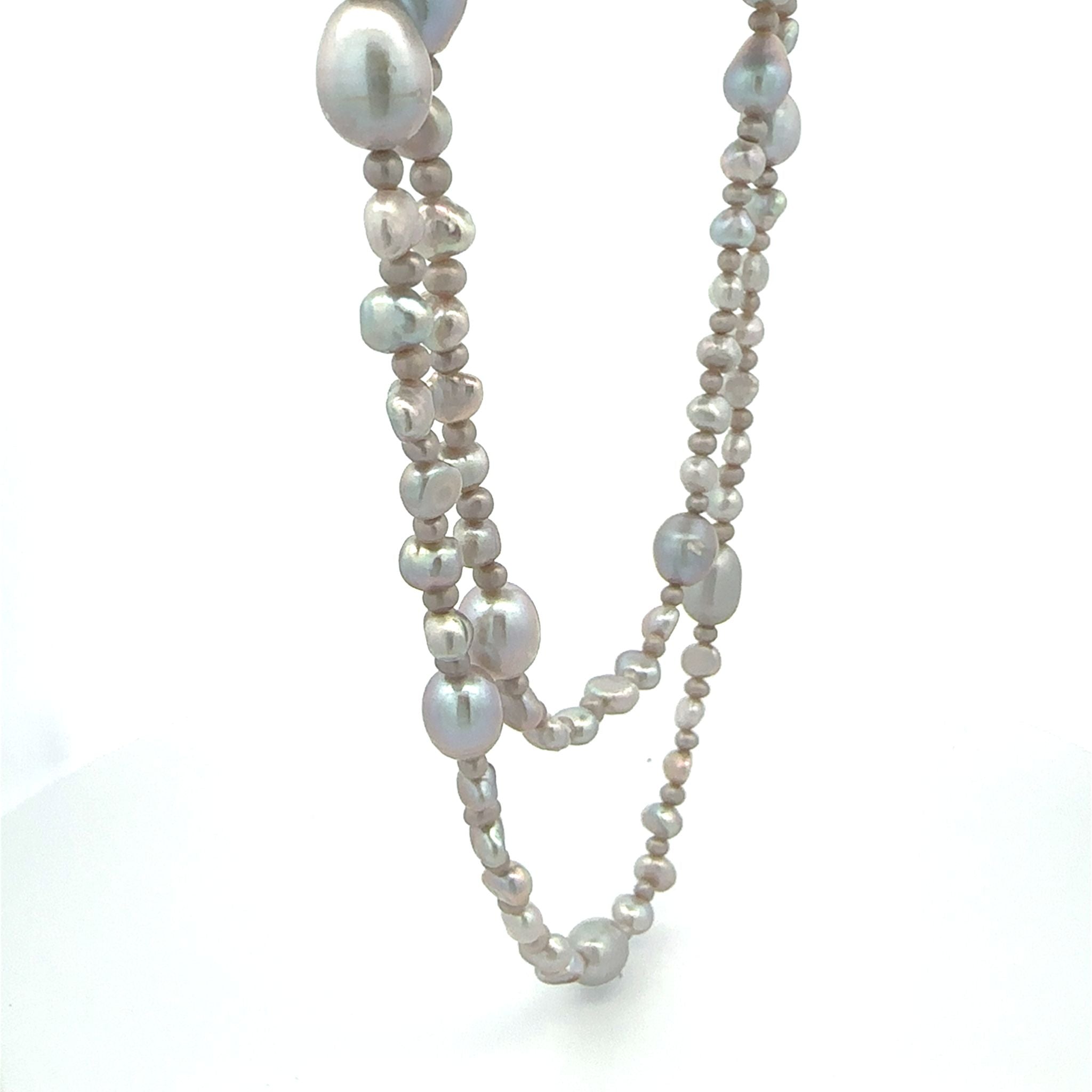 パール ネックレス(淡水真珠/3〜7.5mm/ロング/162cm/6月誕生石)《25N03502》