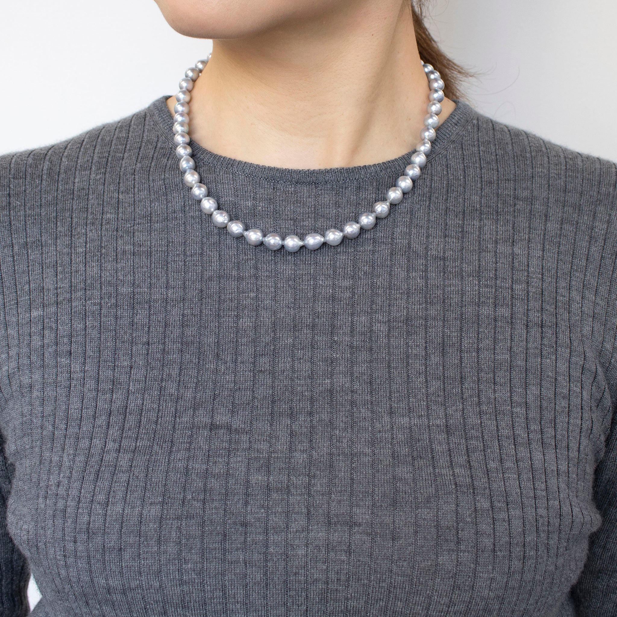 【限定3点】パールネックレス(アコヤ真珠/7.5mm/バロック珠/ナチュラルブルー/6月誕生石)《25T10124》